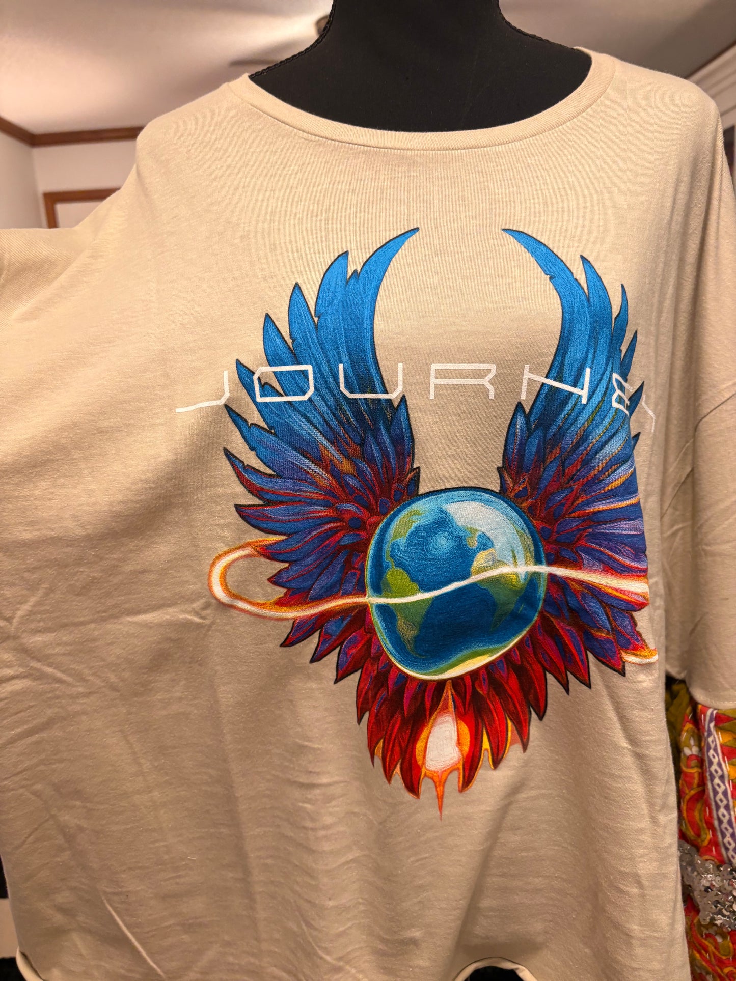 Don’t Stop Believing Sparkle Sleeve Tee One Size Fits a Small to XXL