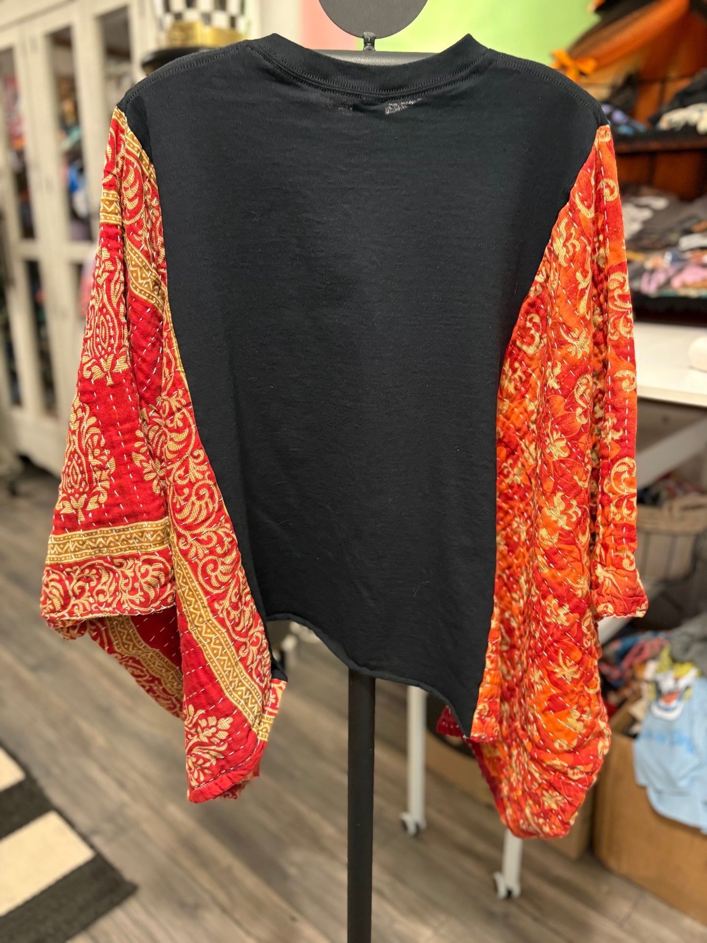 Post Malone Upcycled Vintage Kantha Poncho Tee Fits A Size Small to XL