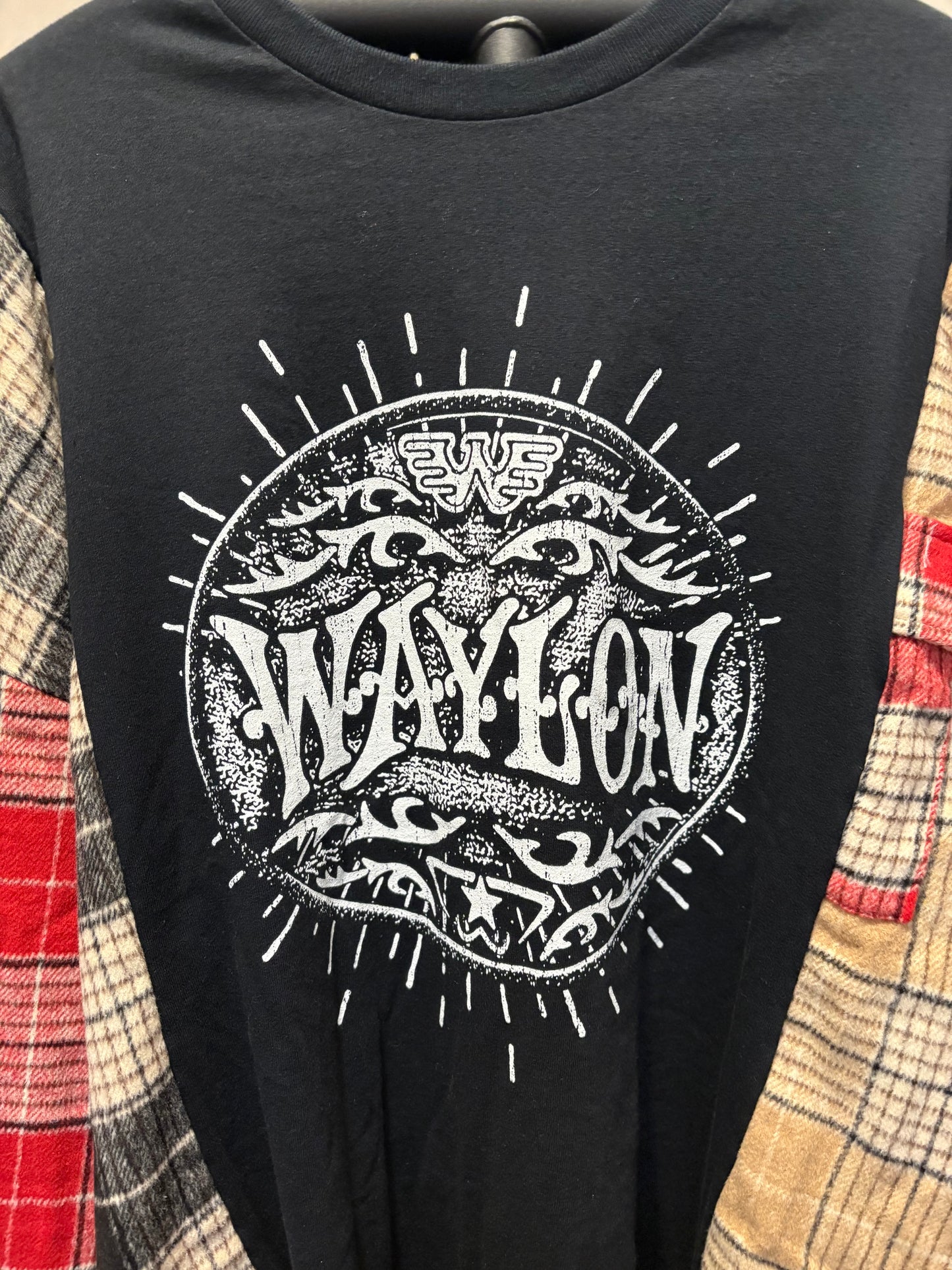 Waylon Upcycled Drop Sleeve Flannel Tee One Size Fits A Small to XXL Oversized