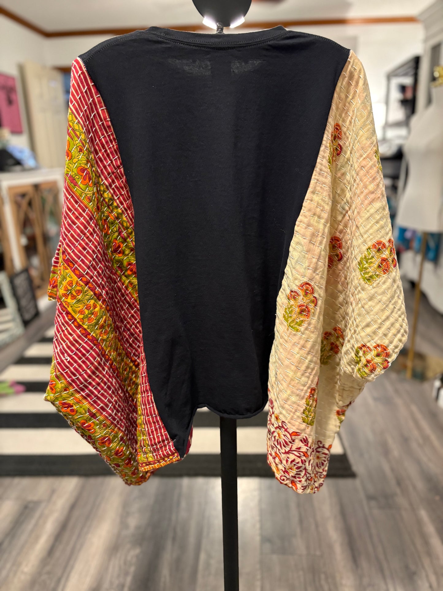 Fender Upcycled Vintage Kantha Poncho Tee Fits A Size Large to 3X