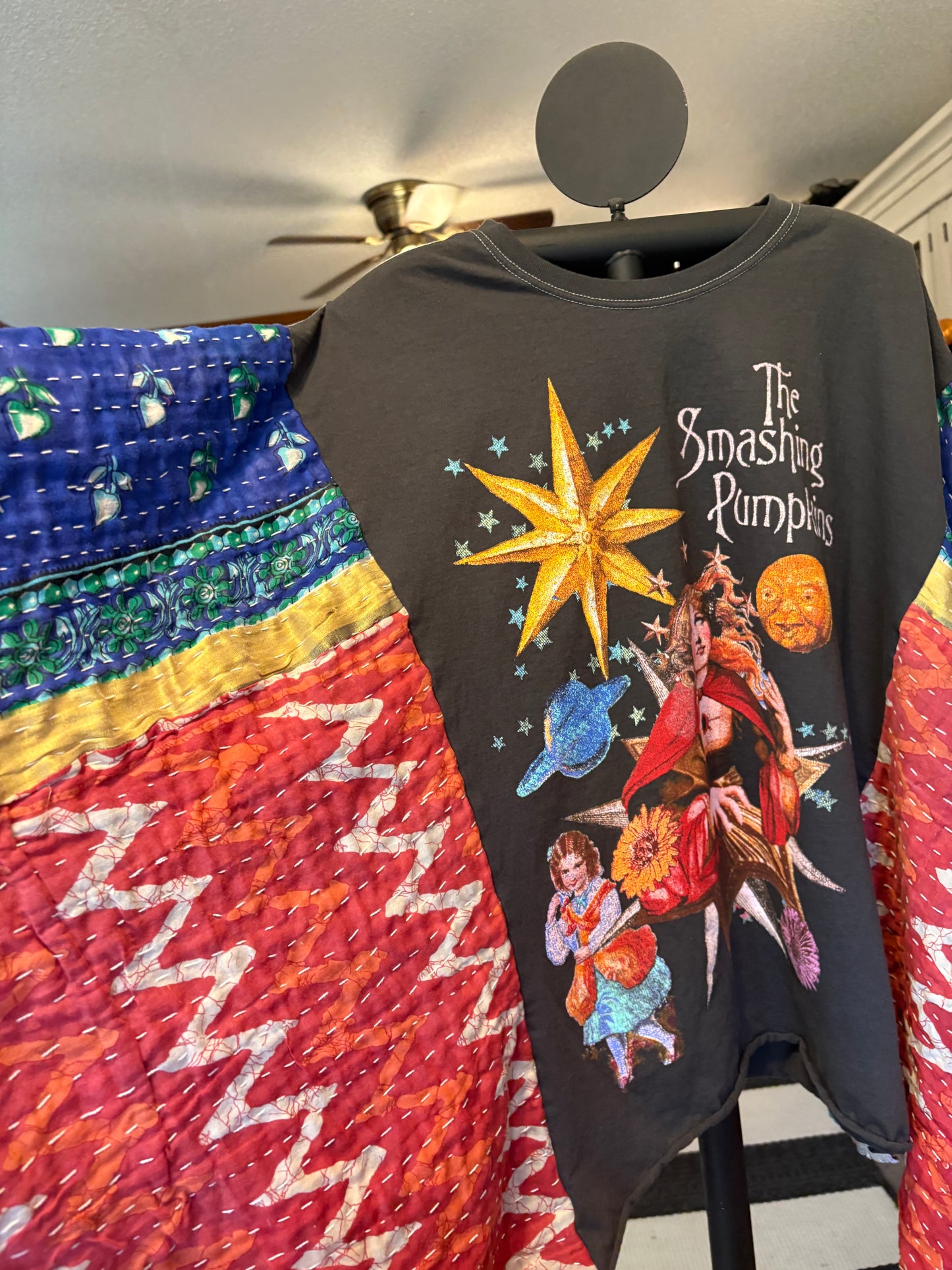 My FAVORITE Album Cover Upcycled Vintage Kantha Quilt Poncho Tee One Size Fits a Large to 3X
