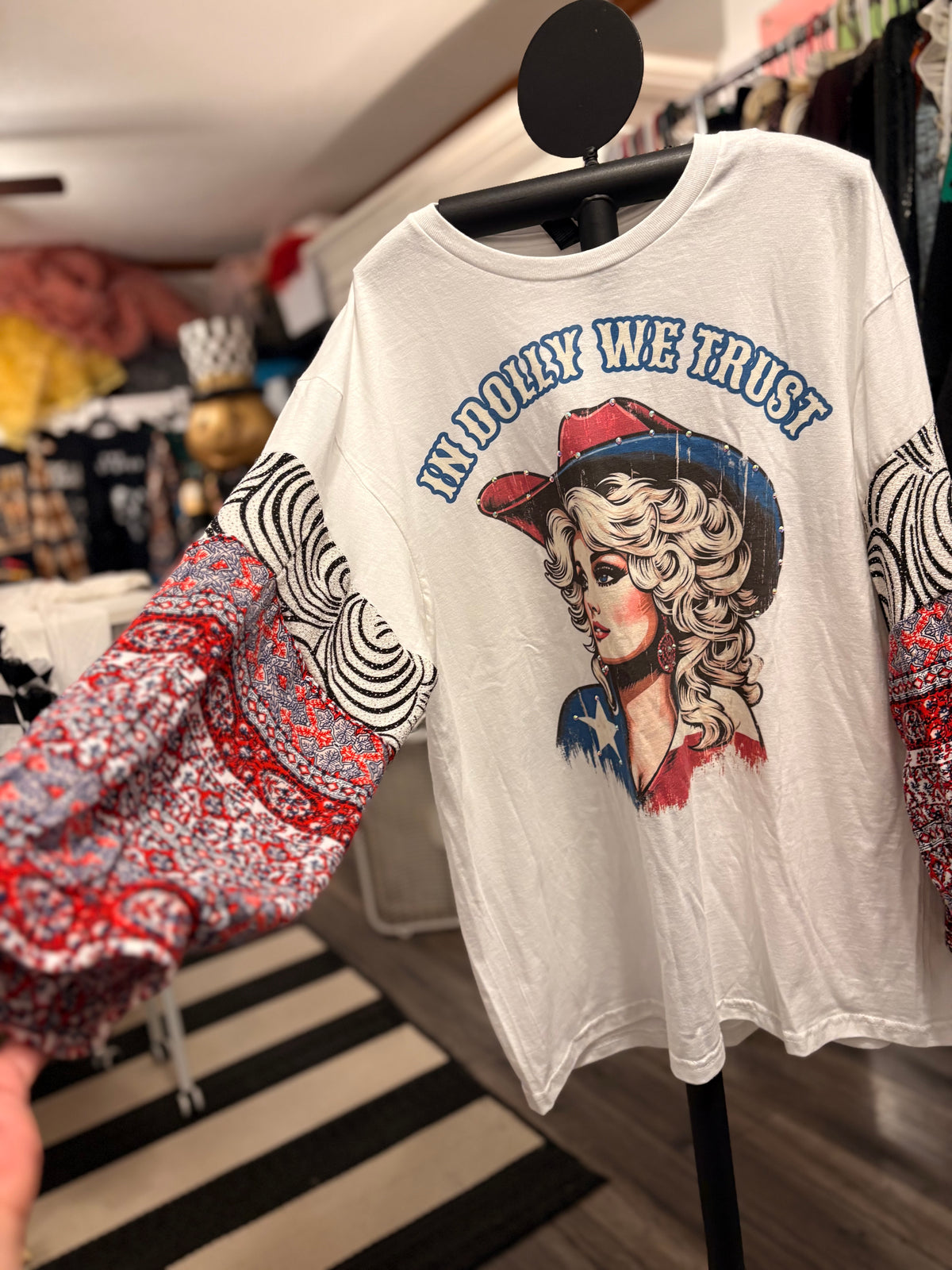 American Dolly Glam Sleeve Tee One Size Fits Small to Large
