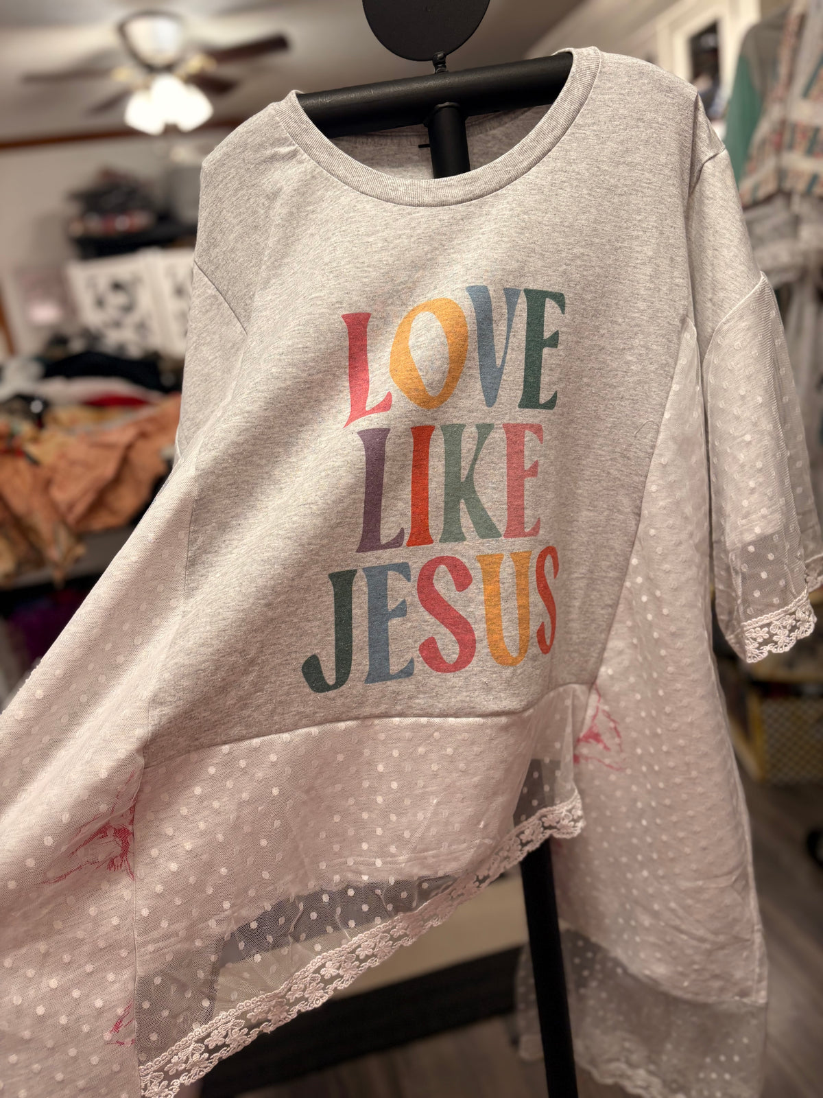 Love Like Jesus Lace Sweatshirt Tee One Size Fits a Small to 3X