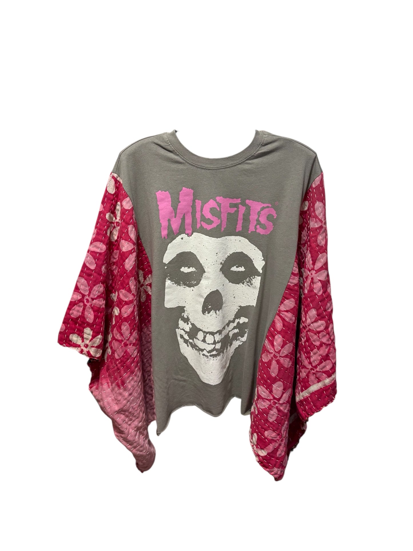Misfits Upcycled Vintage Kantha Poncho Tee Fits A Size Small to 3X