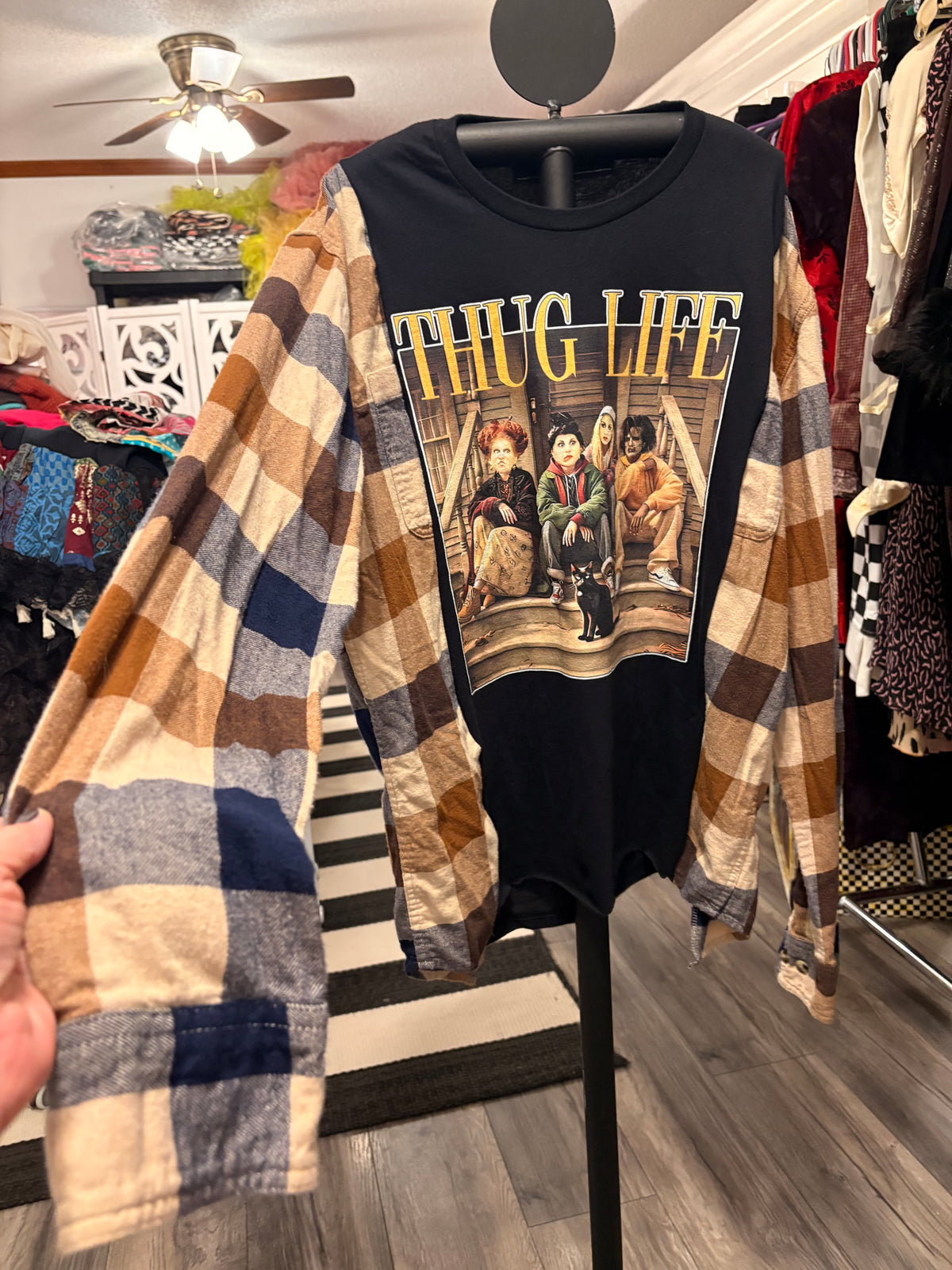 Thug Life Tee Flannel One Size Fits Small to Large