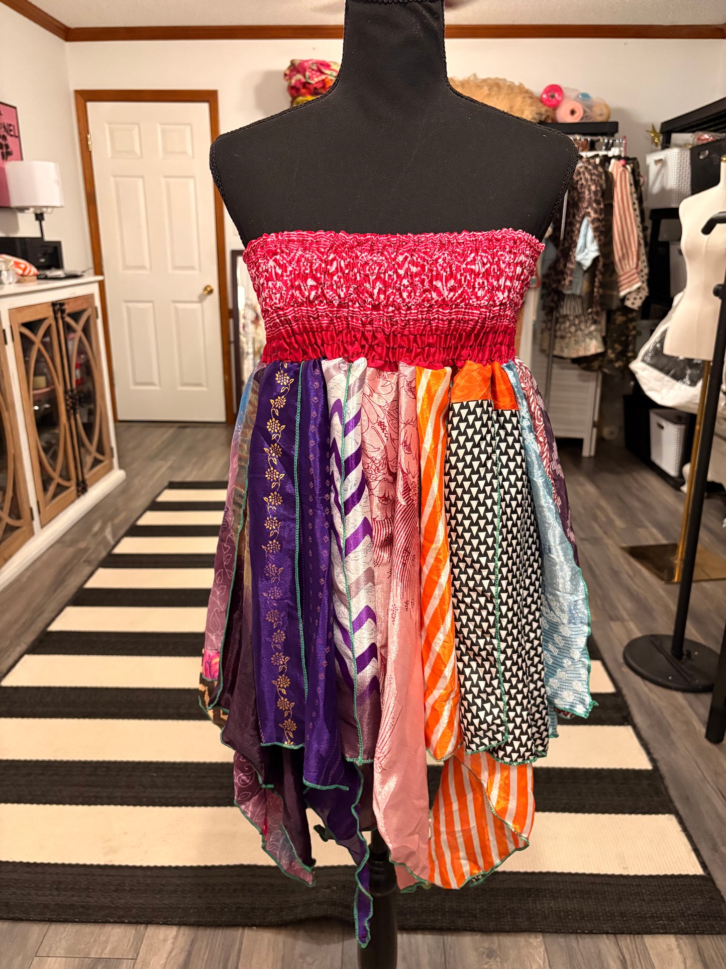 Cherry Pixie Diamond Cut Printed Asymmetric Skirt One Size Fits A Size 2-18