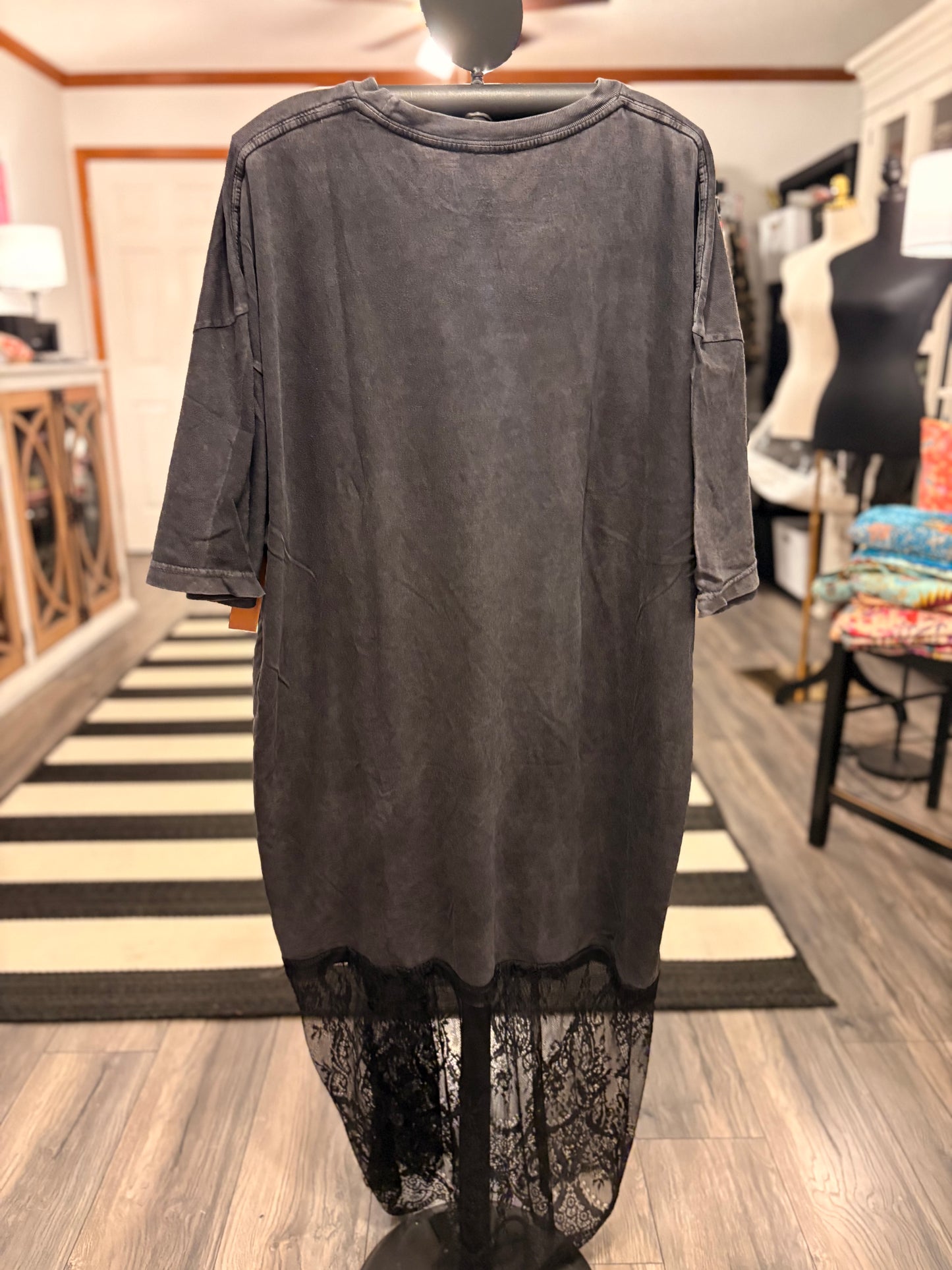 Eye Conic Lace Bottom Tee Dress OVERSIZED Fits a Small to 3X