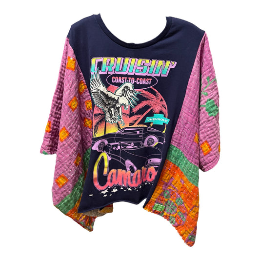 Camaro Upcycled Vintage Kantha Poncho Tee Fits A Size Small to XXL