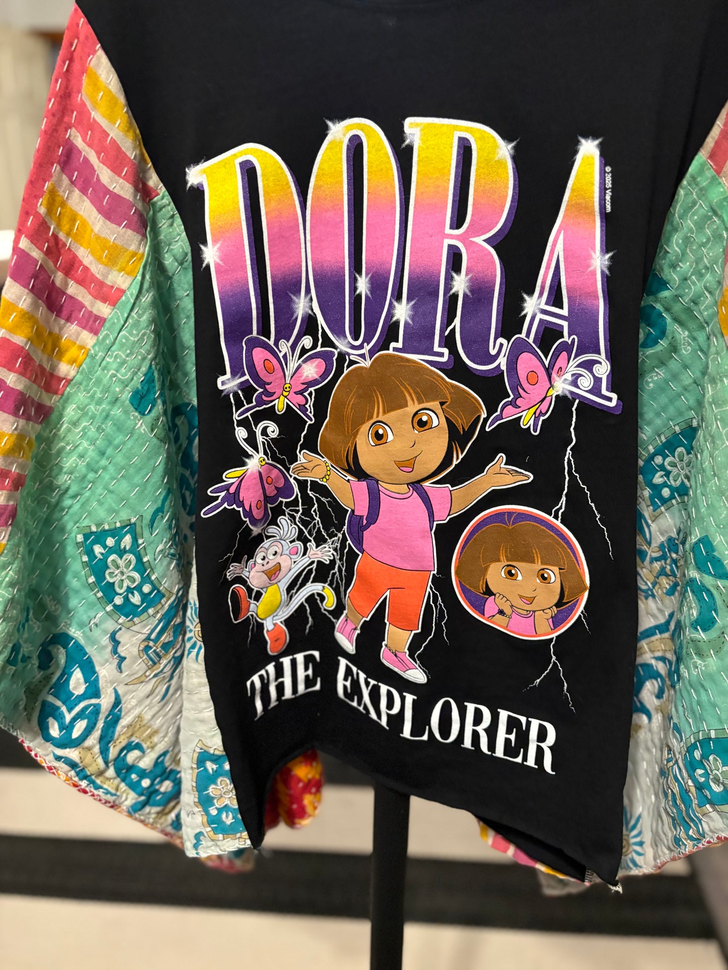 Dora Upcycled Vintage Kantha Poncho Tee Fits A Size Small to XXL