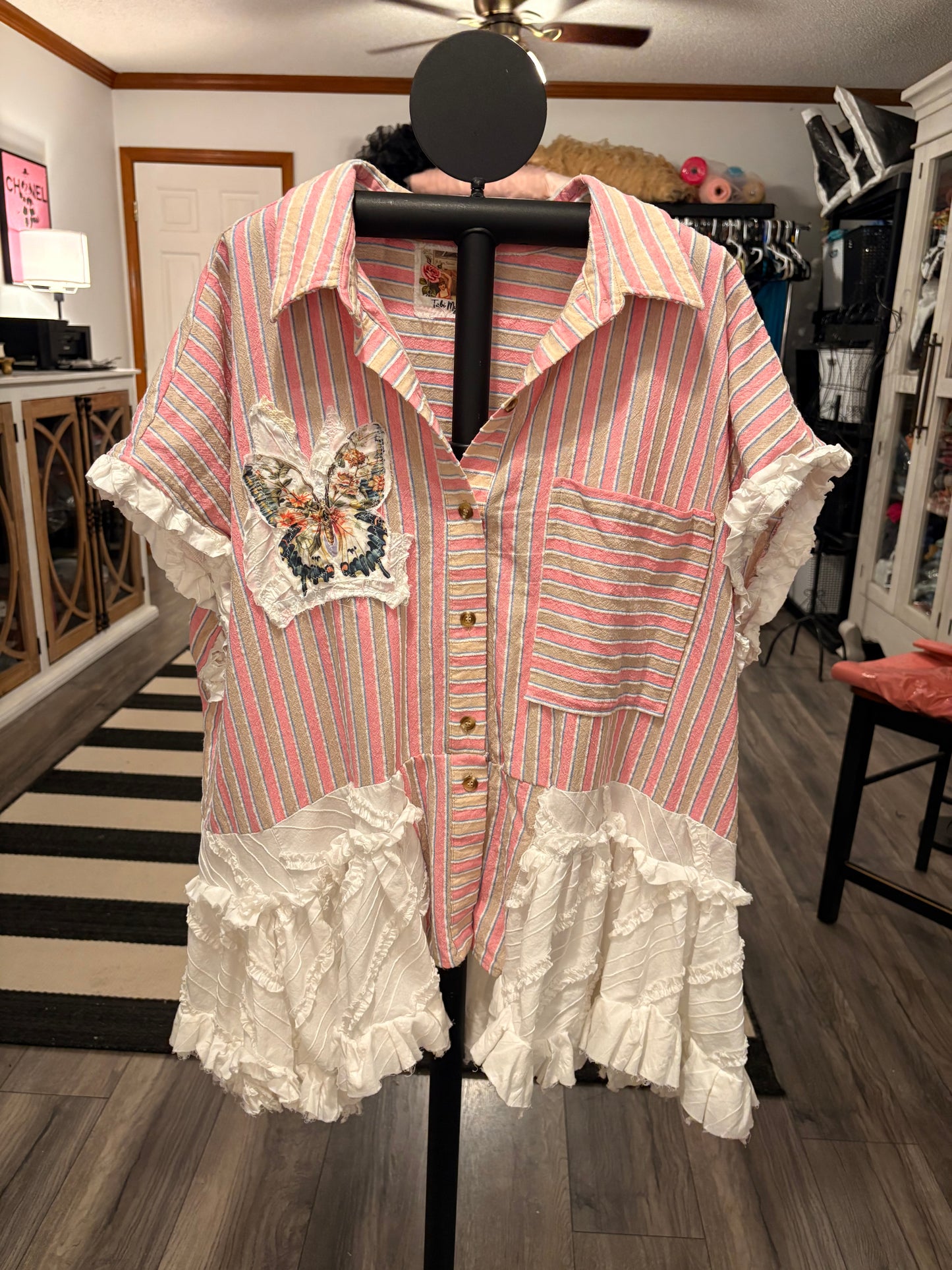 Bring Me Back to Life Upcycled Ruffled Duster/Top One Size Fits a Large to 3X