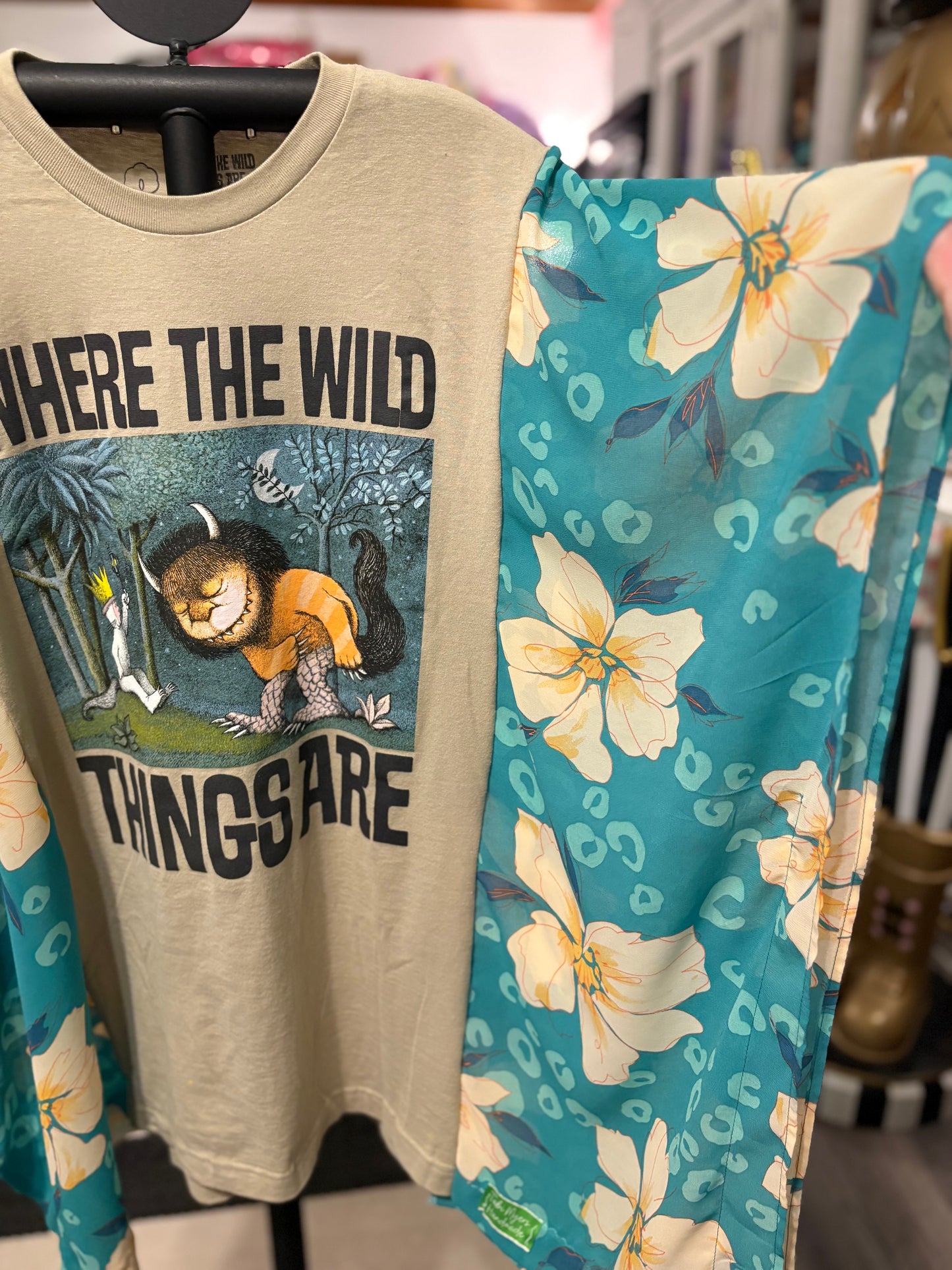 Wild Things Upcycled Drop-Sleeve Tee One Size Fits a Large to 3X