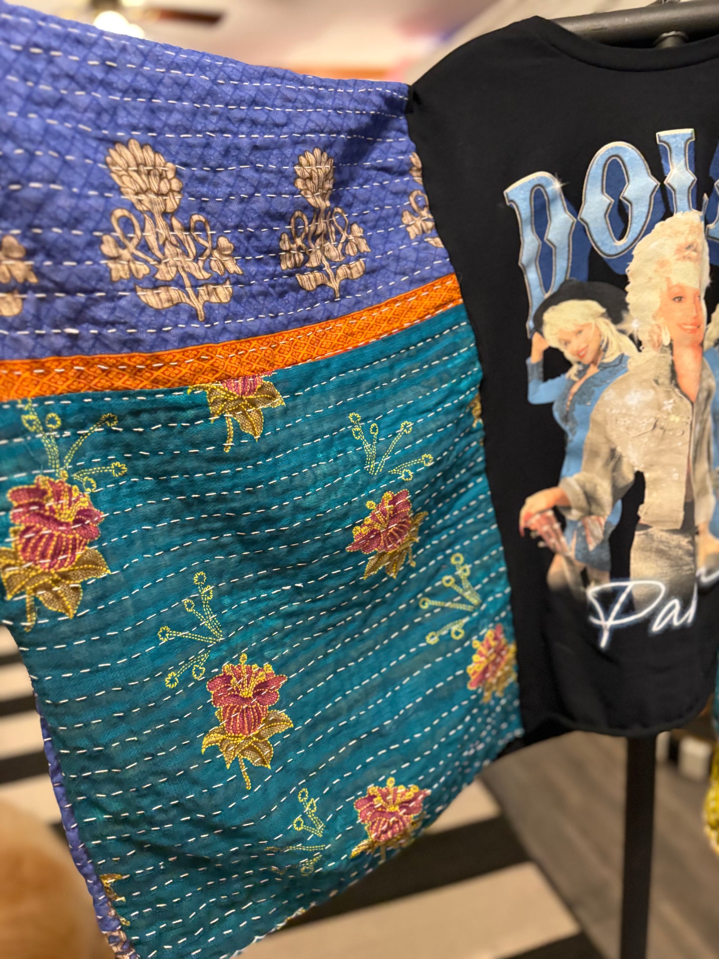 Dolly Upcycled Vintage Kantha Poncho Tee Fits A Size Small to XXL