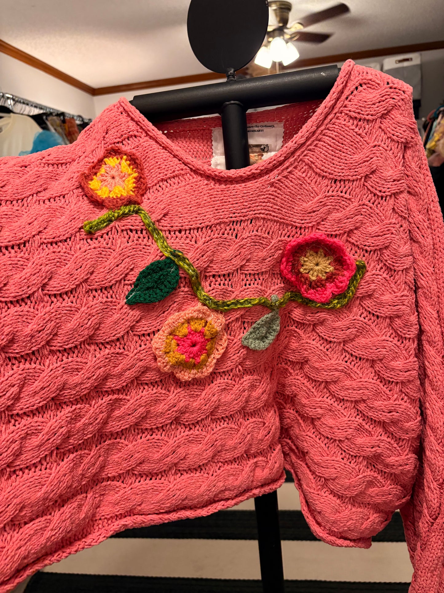 Petunia Pink Crochet Sweater