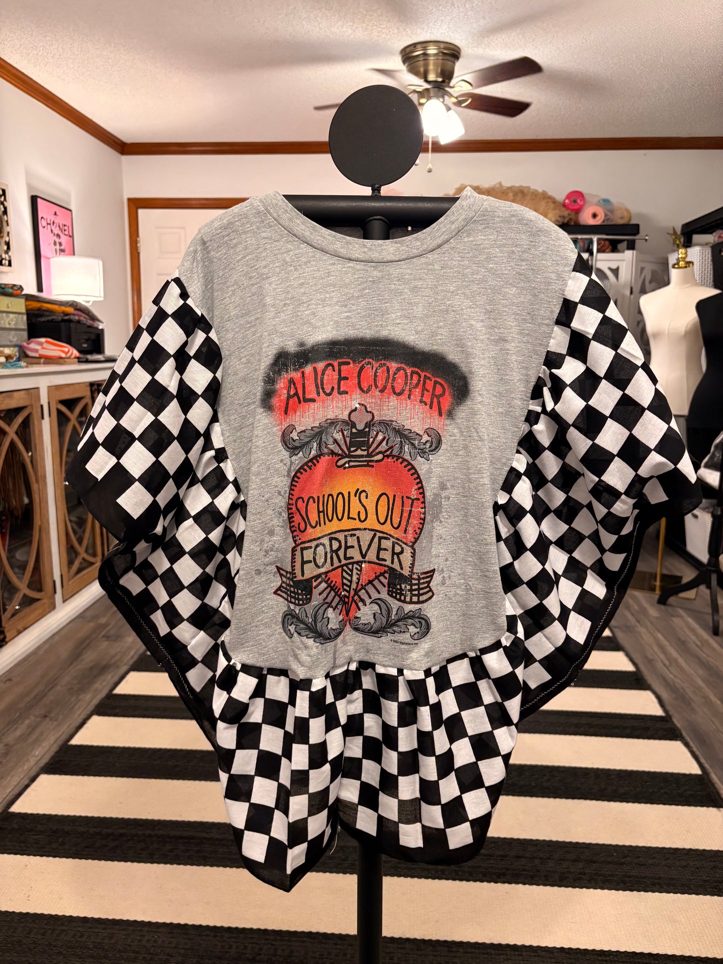 Schools Out Checkered Bandana Ruffled Poncho One Size Fits a Small to 2X