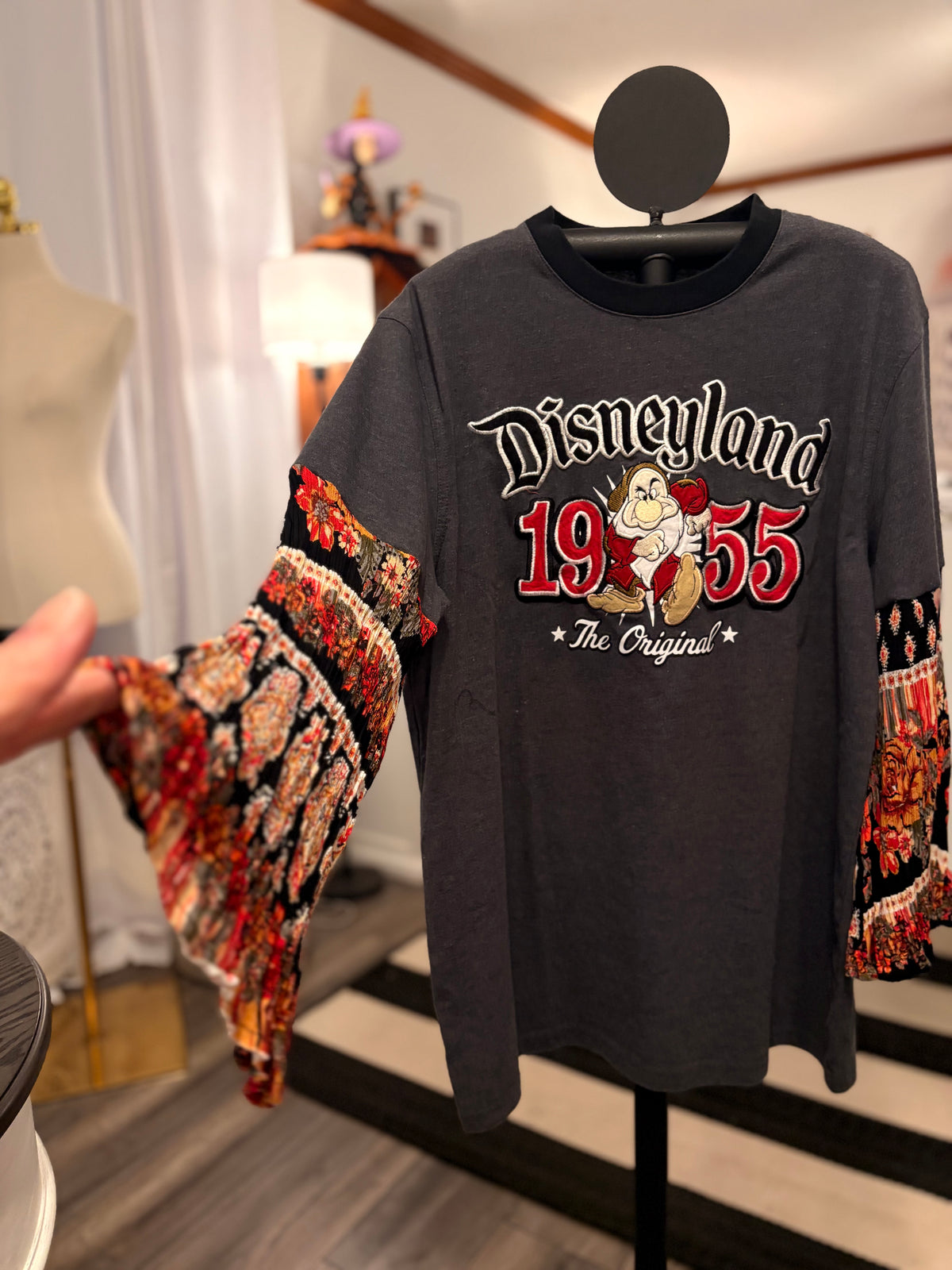 Happy Place Embroidered Glam Sleeve Tee Fits a XS to Medium
