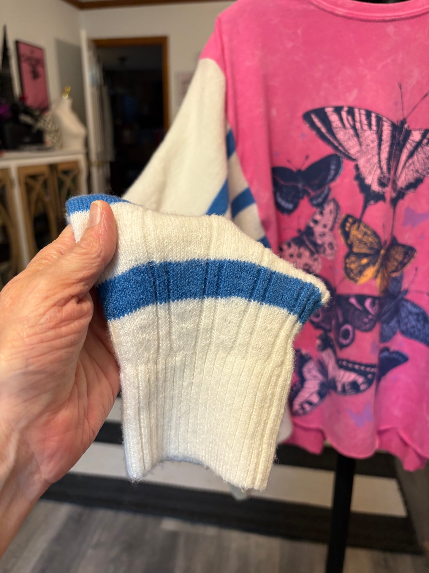 The Transformation Upcycled Drop-Sleeve Sweater Tee One Size Fits a Small to XXL