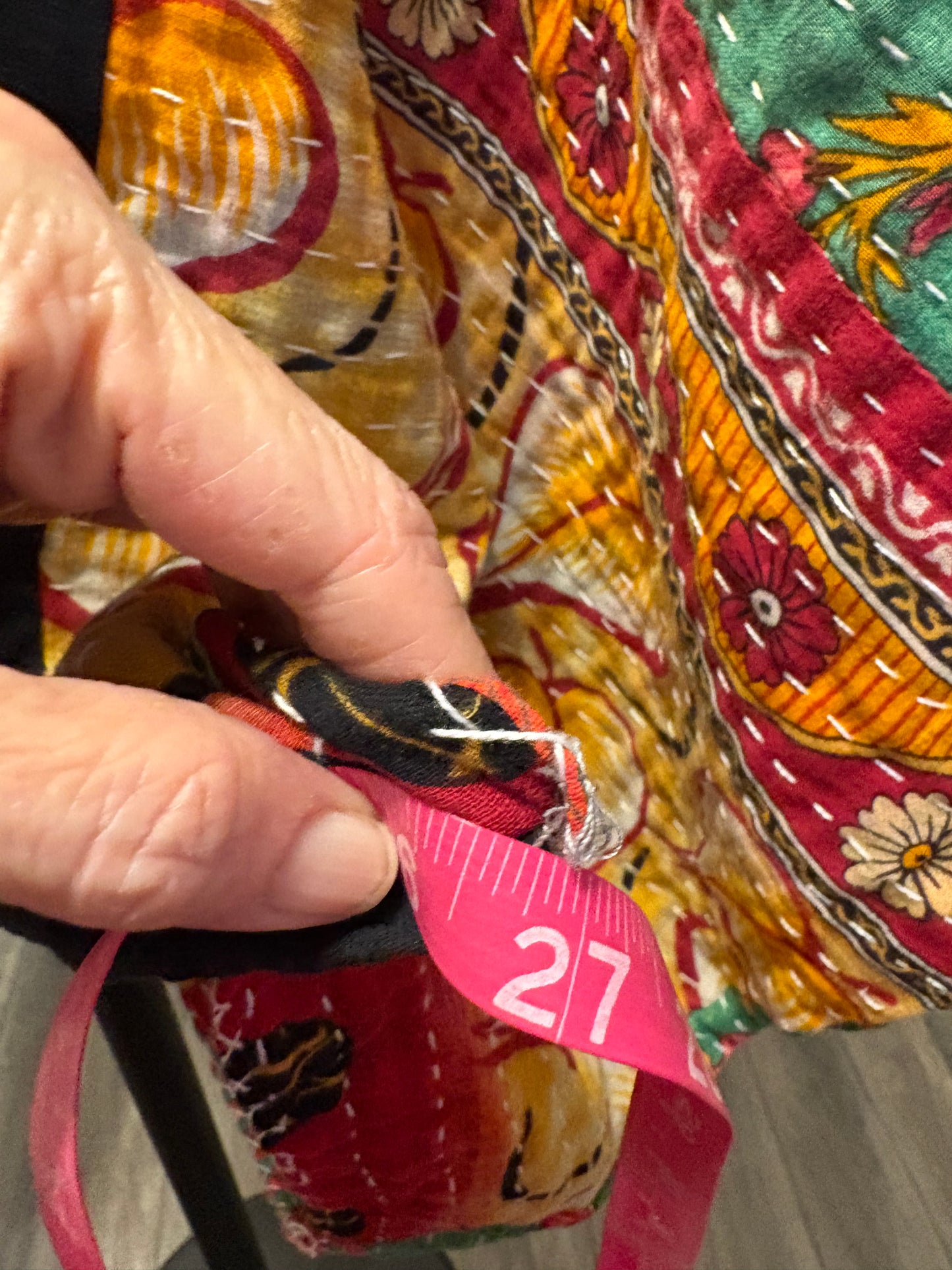 Fender Upcycled Vintage Kantha Quilt Poncho Tee One Size Fits a Large to 3X