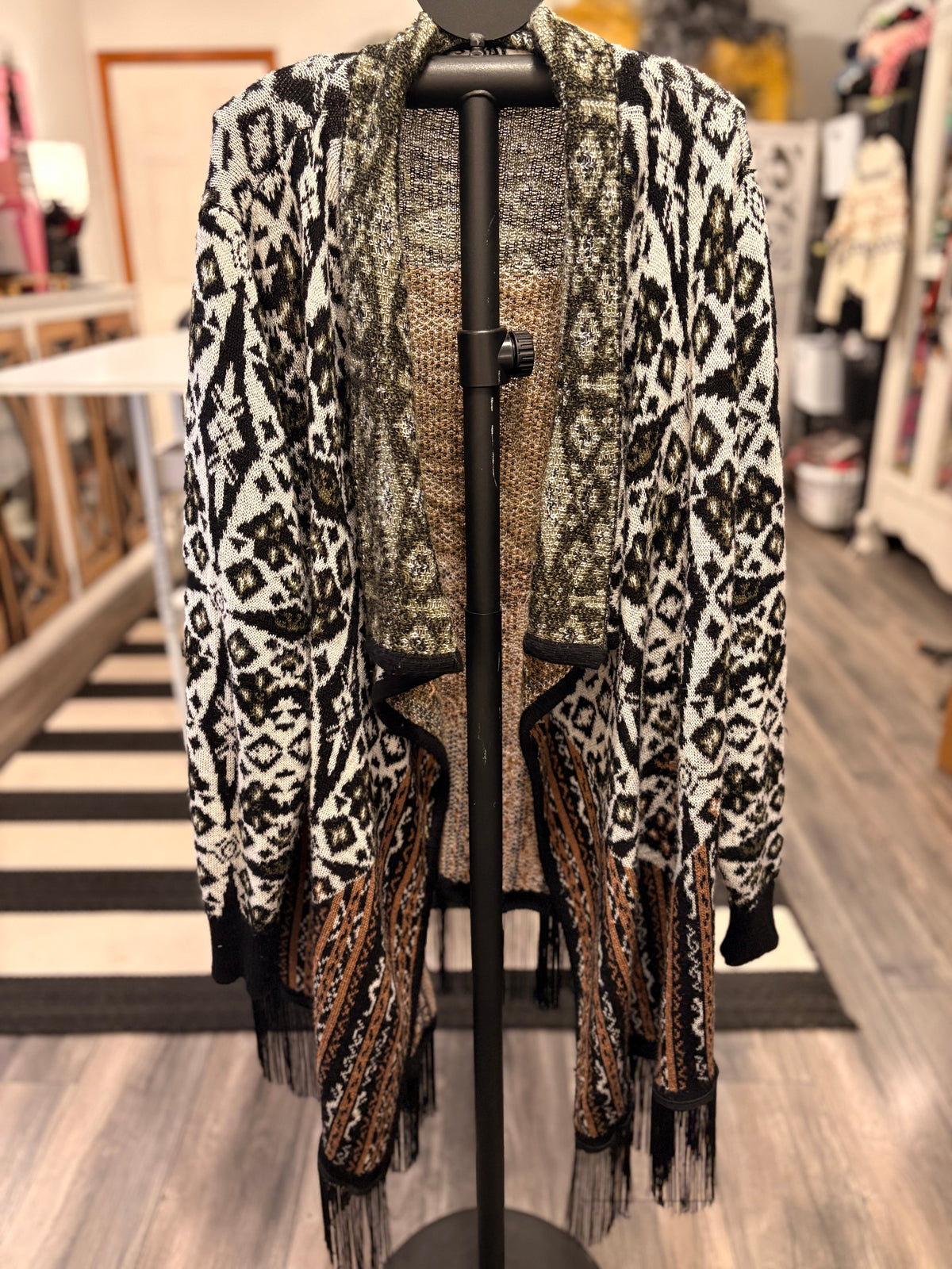 Cheetah Glam Open Sweater One Size Fits a Small to XXL