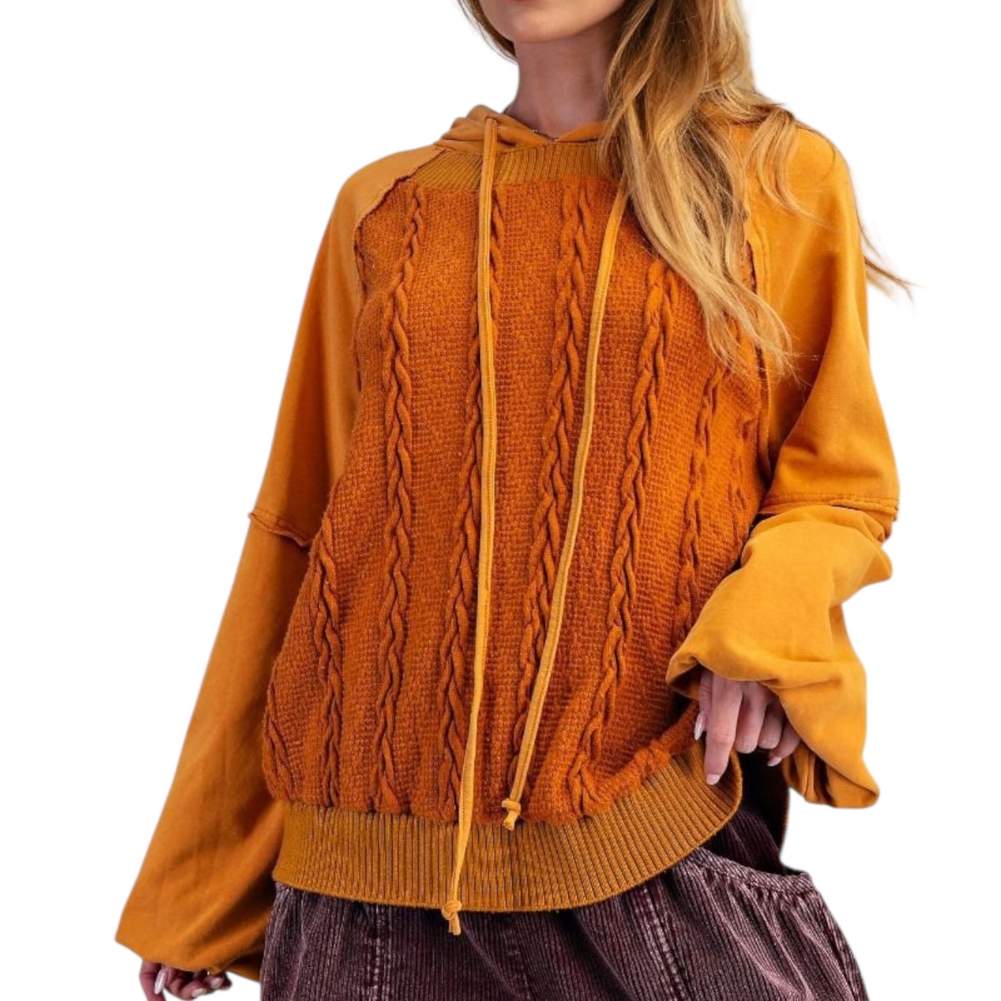 Textured Mineral Washed Thermal Knit Pullover