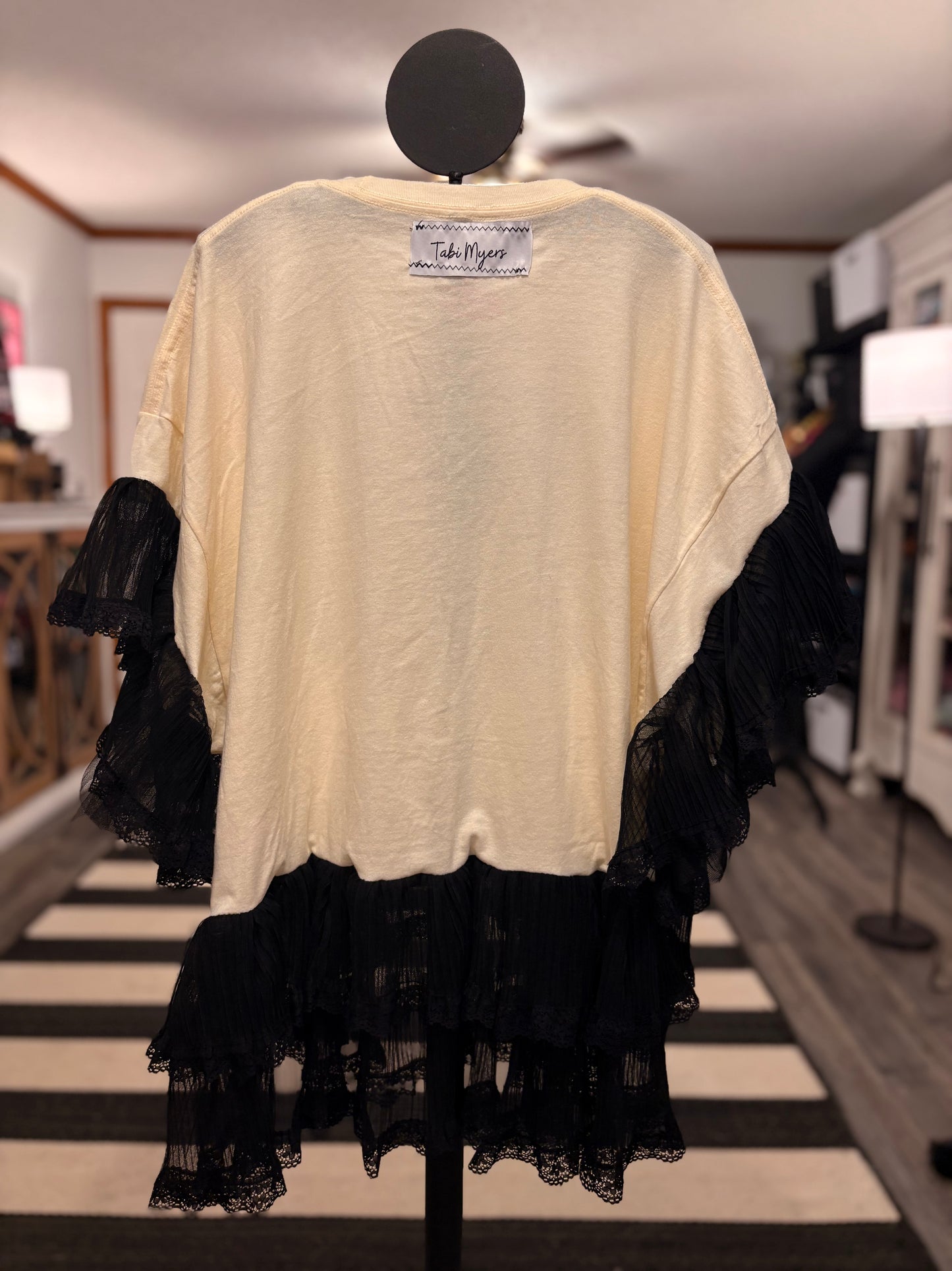 Howdy Darlin Upcycled Ruffled Boxy Top One Size Fits a Small to 3X