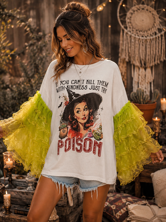 Poison Rockstar Ruffle Top One Size Fits a Small to XL