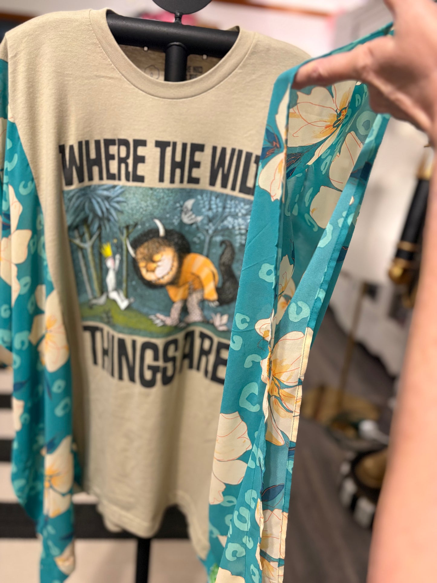 Wild Things Upcycled Drop-Sleeve Tee One Size Fits a Large to 3X