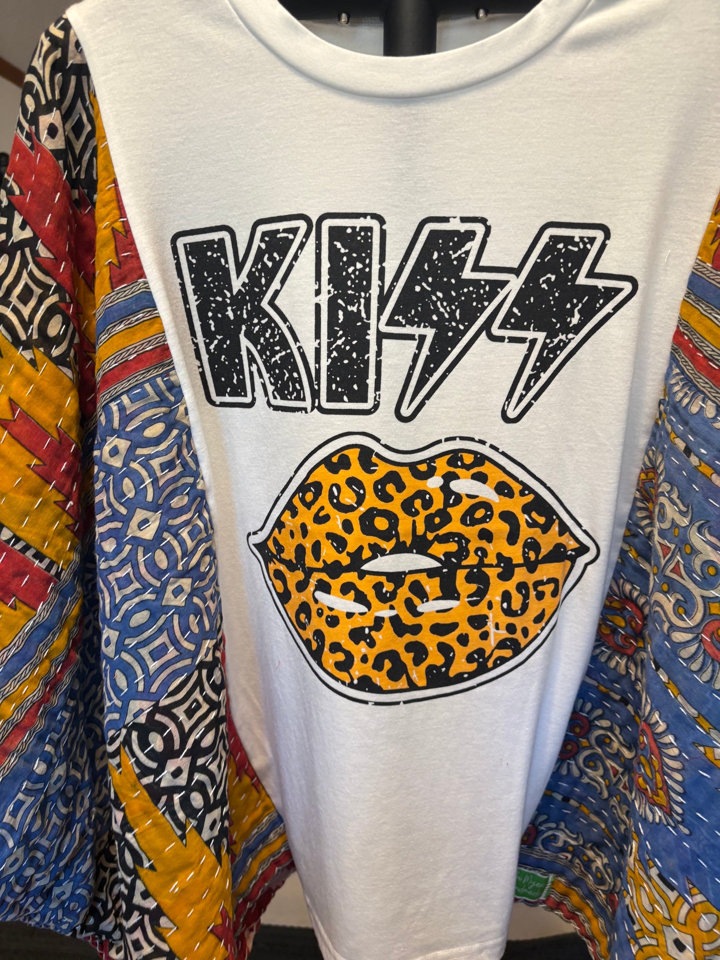 Kiss Upcycled Vintage Kantha Poncho Tee Fits A Small to XXL