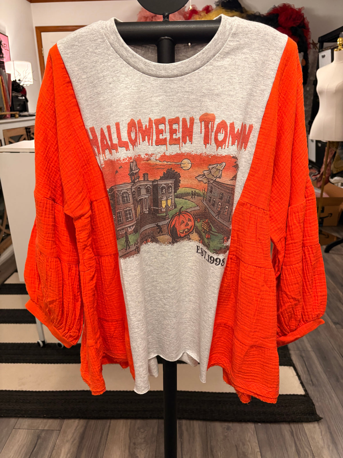Halloween Town Upcycled Tee One Size Fits a Small to XXL