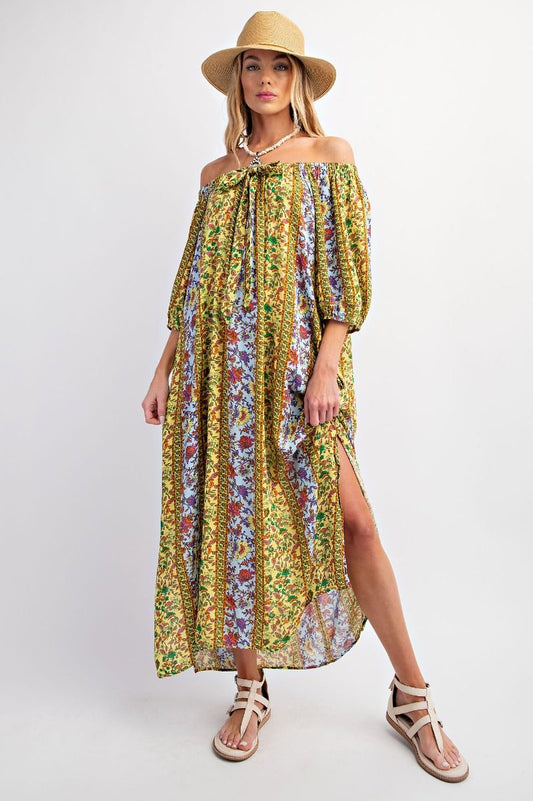 Off Shoulder Floral Maxi Dress