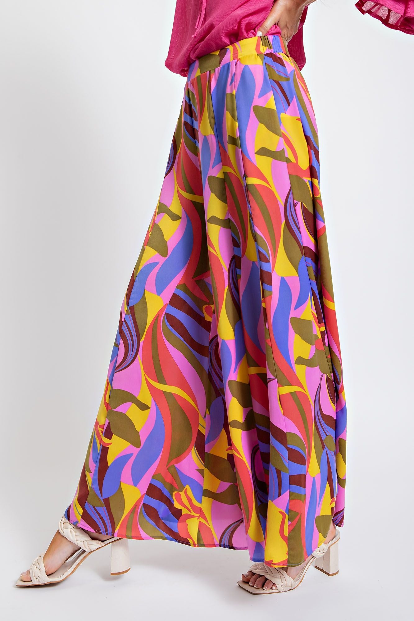 Purple Mirabelle Satin Wide Leg Pants