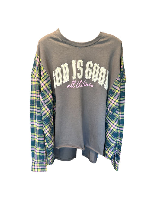 GOD is Good Upcycled Drop-Sleeve Tee One Size Fits a Small to XXL
