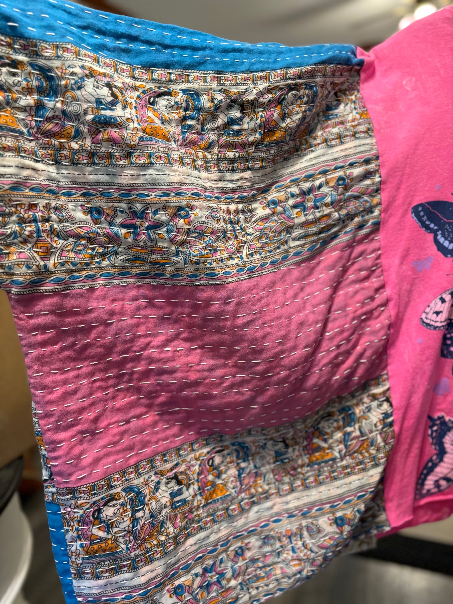 Change Upcycled Vintage Kantha Poncho Tee Fits A Size Small to 3X