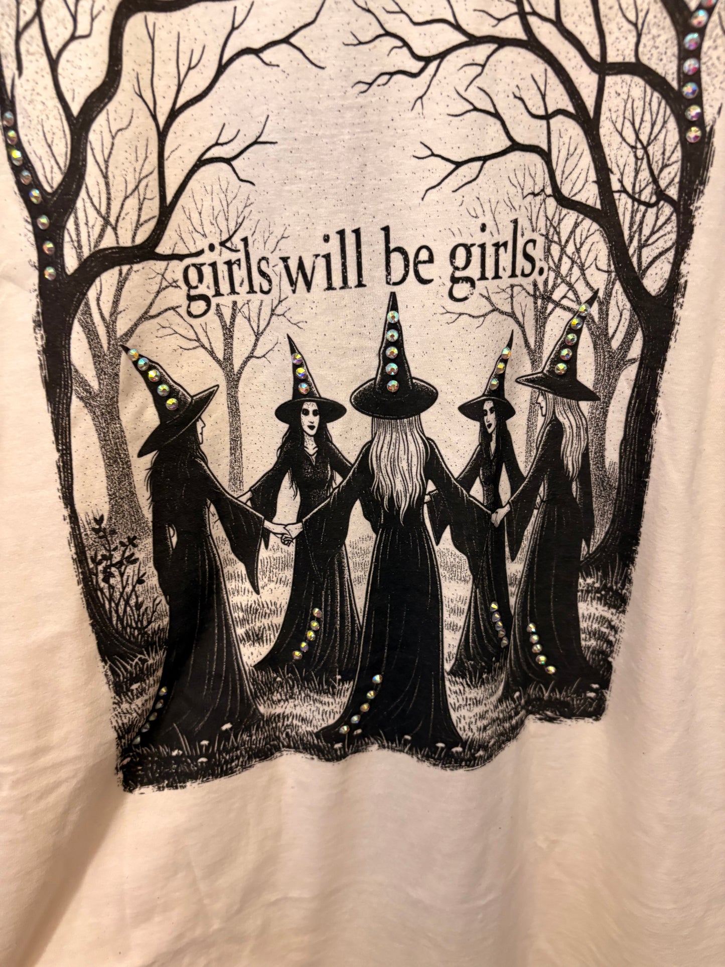 Girls Will Be Girls Rhinstone Tee with Chiffon Sleeves.. One Size Fits a Small to Large