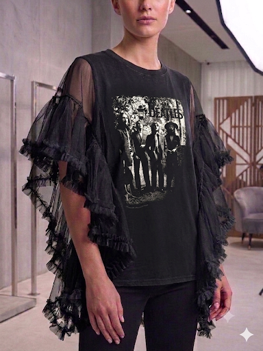 Hey Jude Upcycled Rockstar Poncho One Size Fits a Small to XL