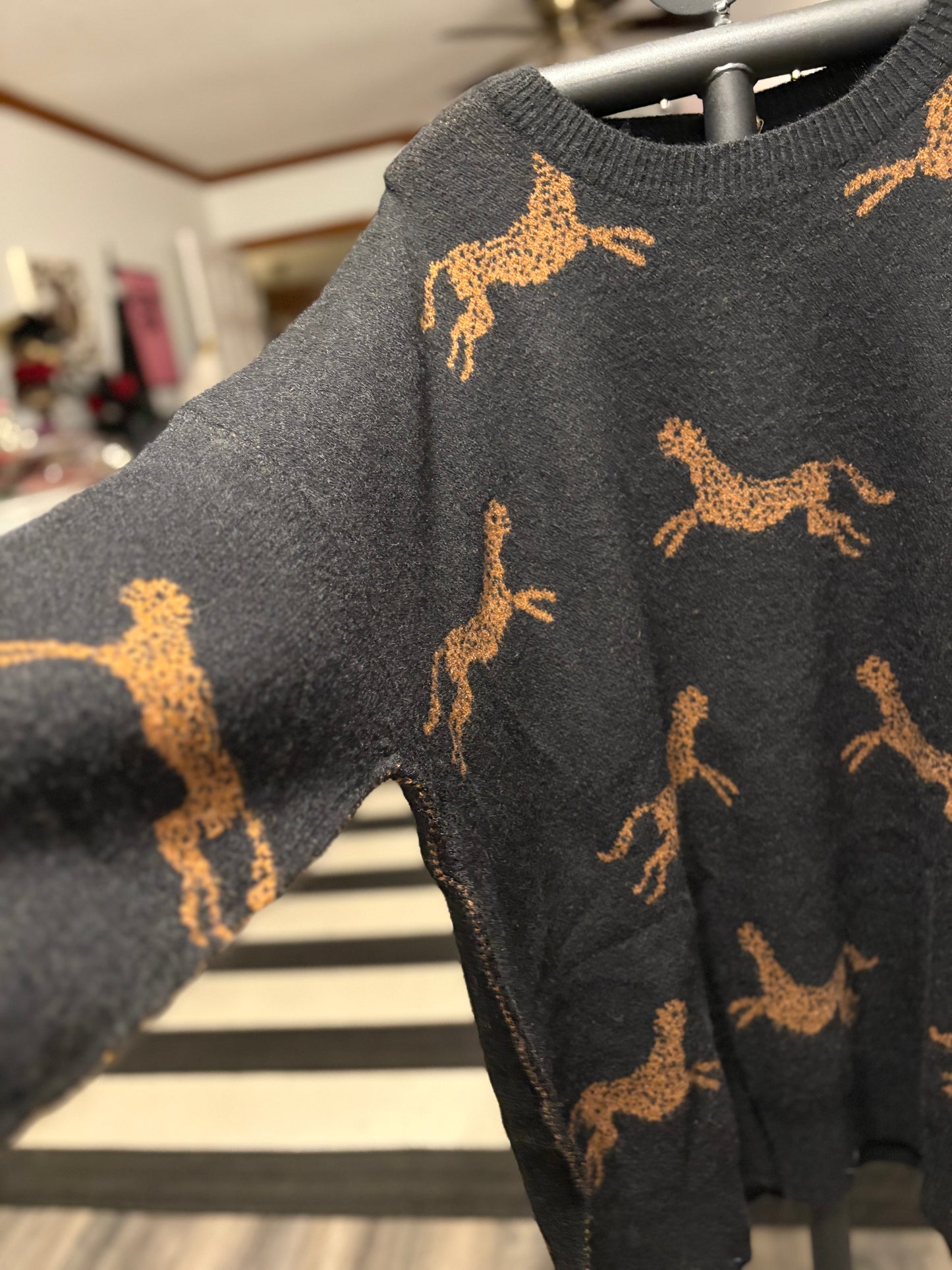 Easel Black Cheetah Sweater Plus Size