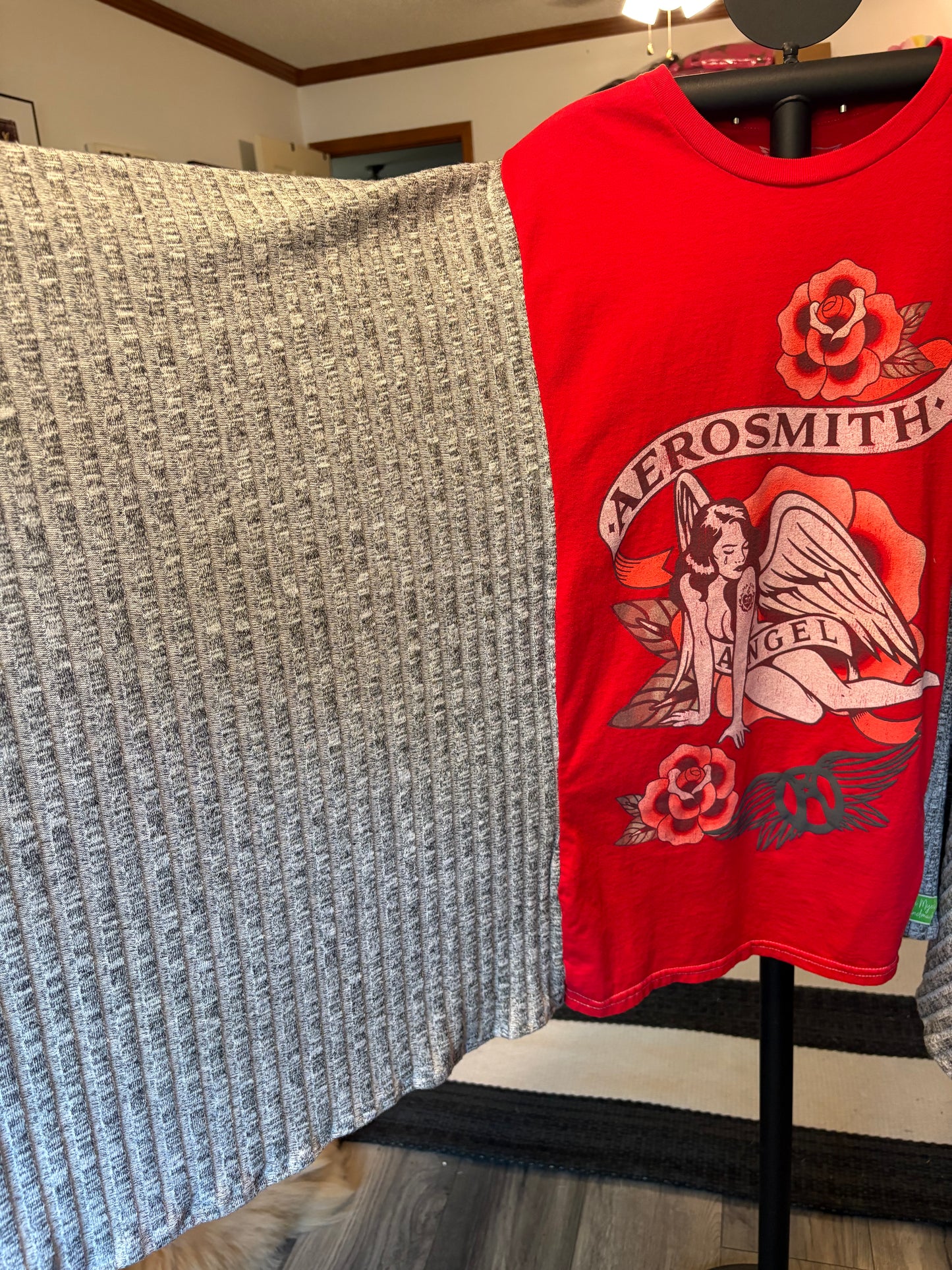 Aerosmith Upcycled Drop-Sleeve PONCHO Tee One Size Fits a Large to 4X