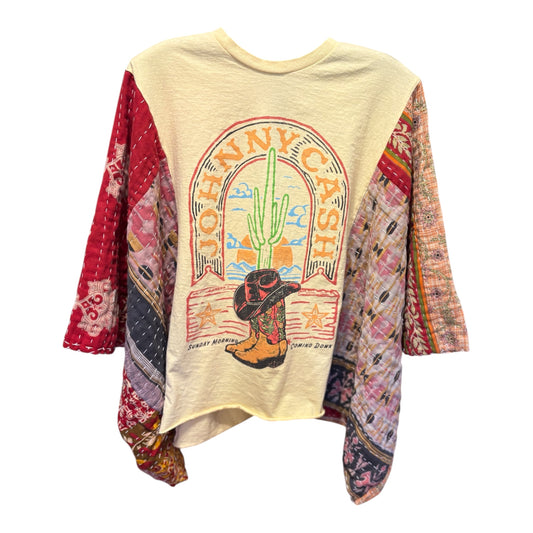 Johnny Cash Upcycled Vintage Kantha Poncho Tee Fits A Small to XXL