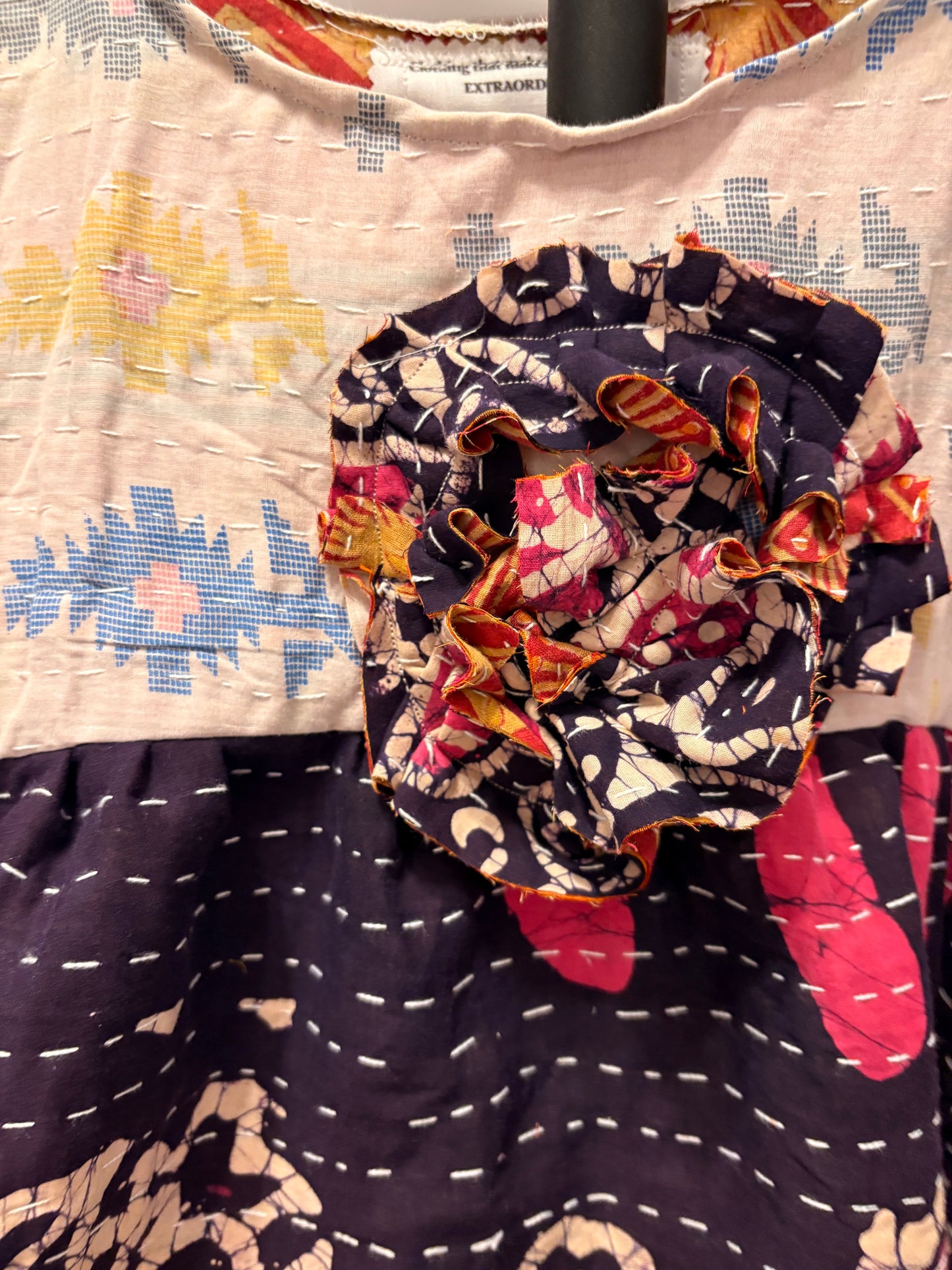 Emma Vintage Kantha Cabbage Rose Top One Size Fits a Small to XL