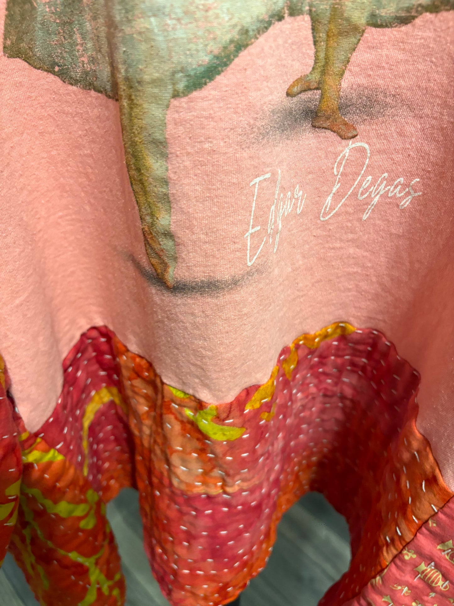 Degas Upcycled Vintage Kantha Long Tee Fits A Size Small to 3X