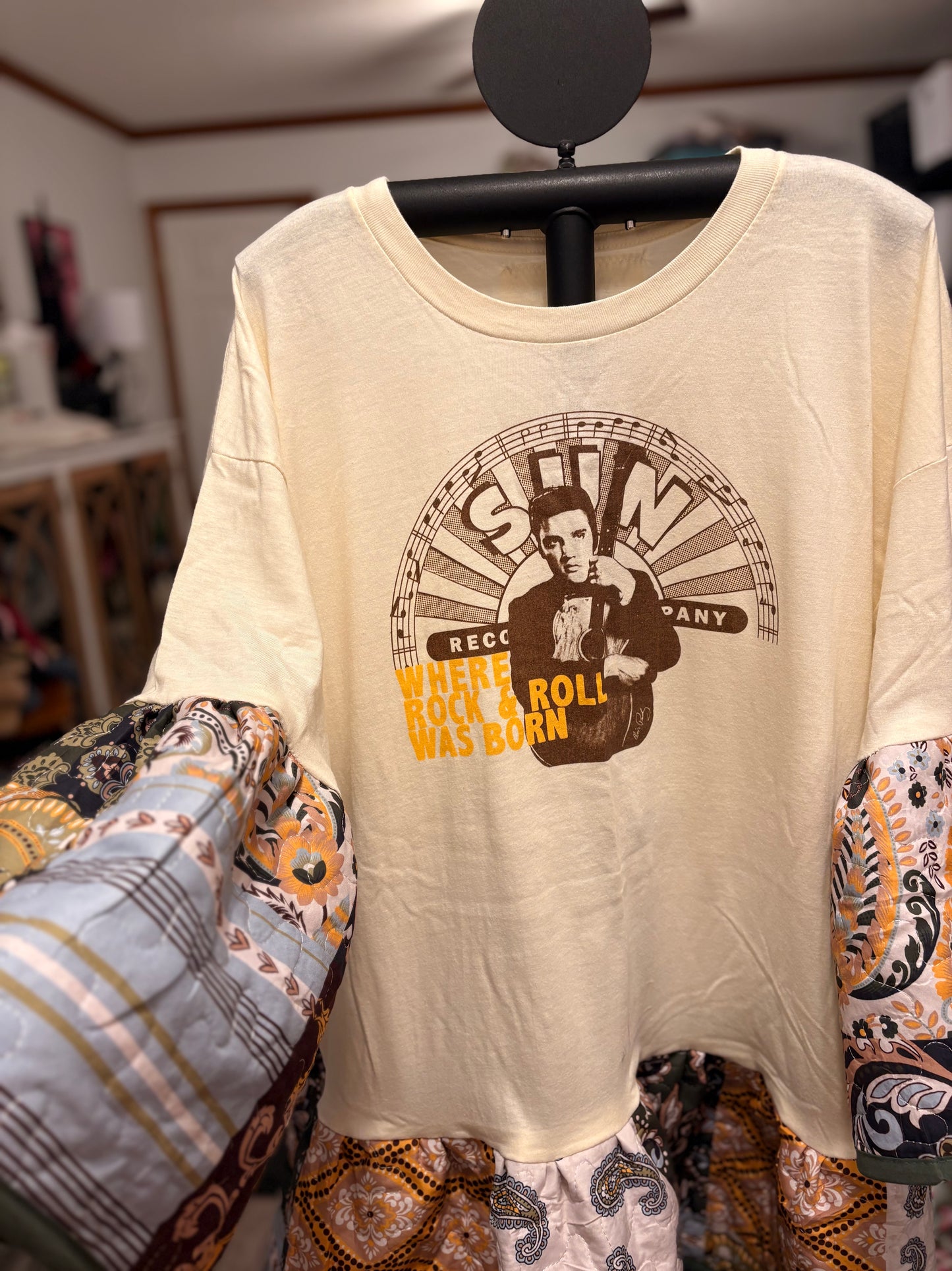 Home of Rock Upcycled Quilt Jumper One Size Fits a Large to 2X (10-18) Oversized!