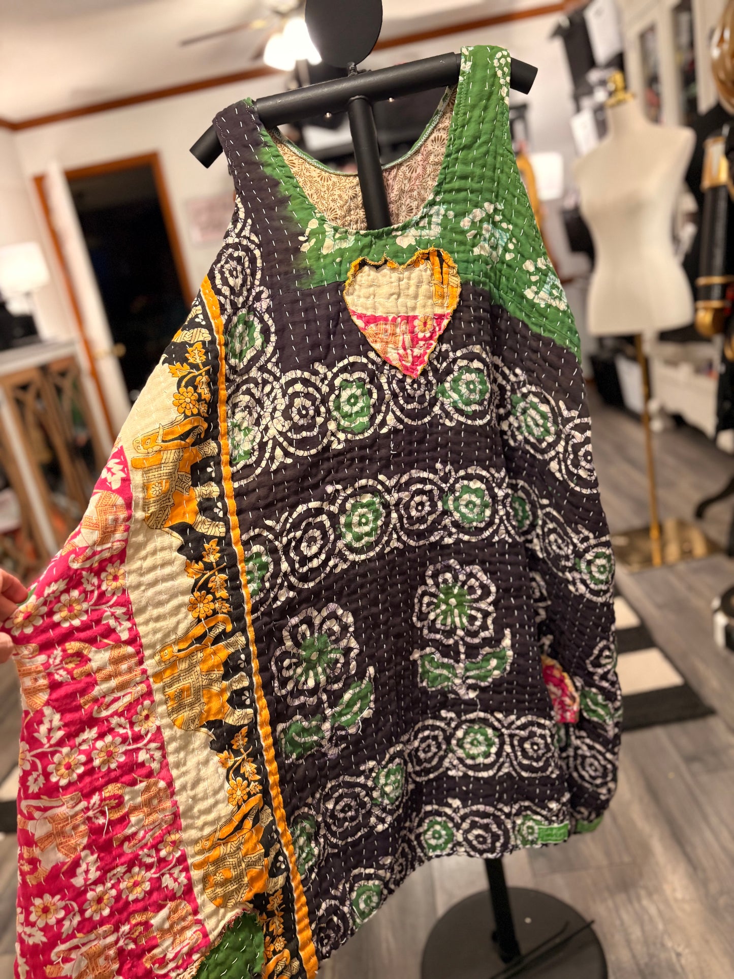 Degas Upcycled Vintage Kantha Quilt ART Jumper One Size Fits A Large to 3X Oversized