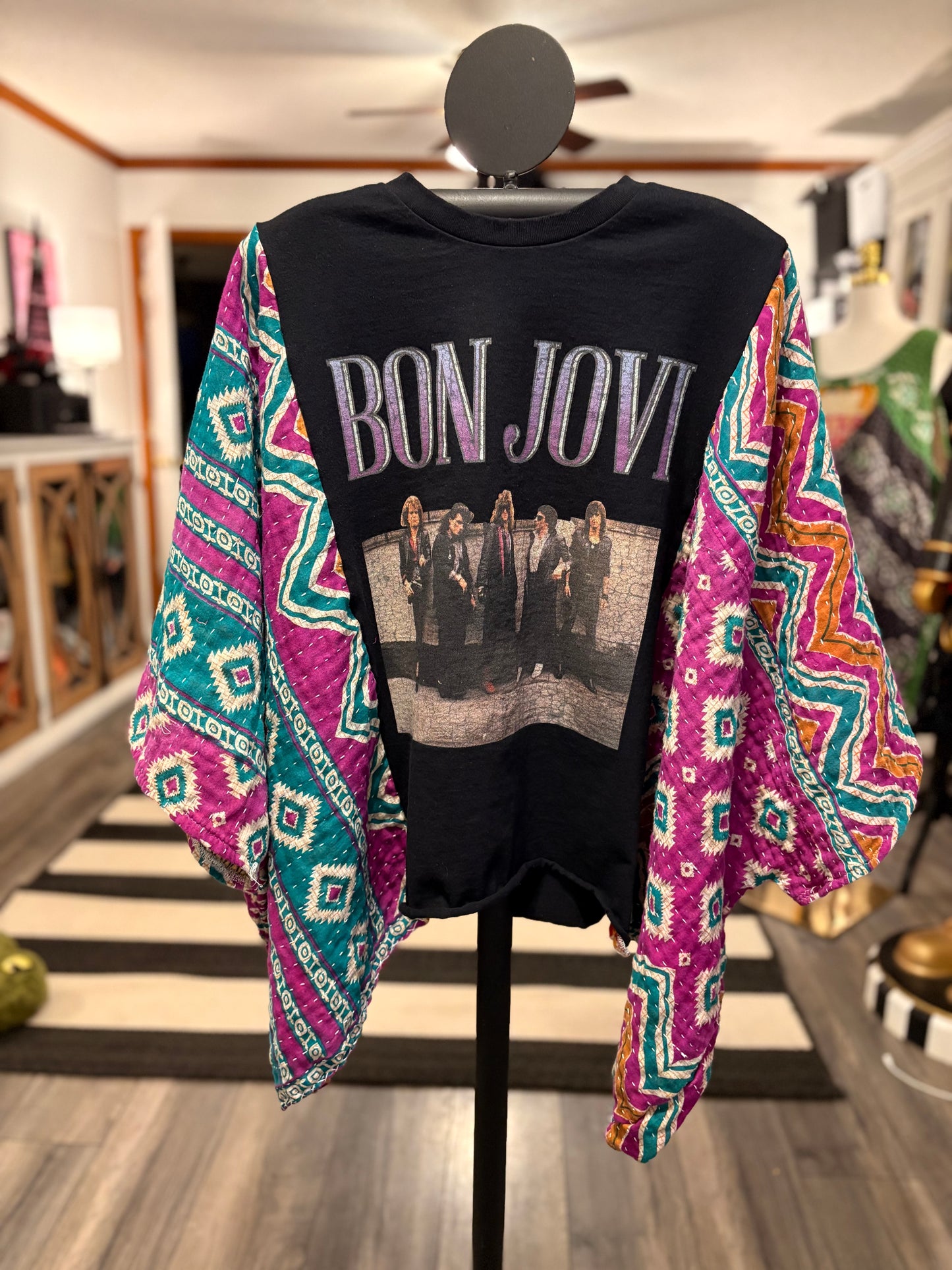 Wanted Upcycled Vintage Kantha Quilt Poncho Tee One Size Fits a Small to XXL