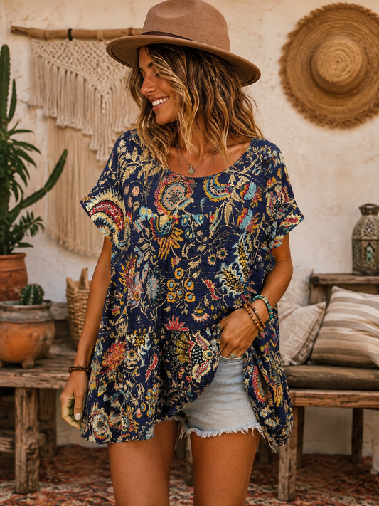 Lolly Kantha Top One Size Fits Large to 2X