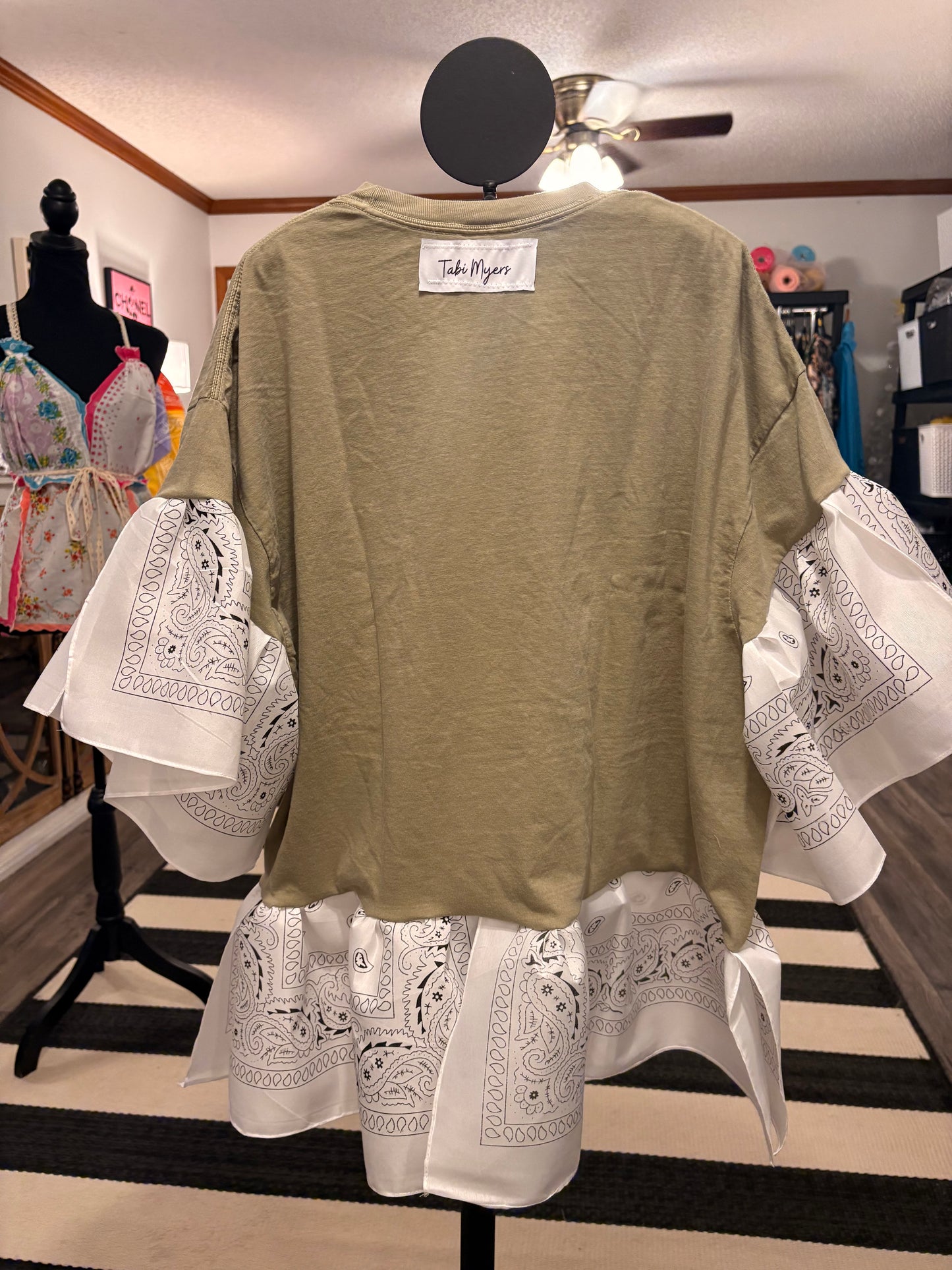 Peace Bandana Baby Doll Tee Fits a Small to 2X
