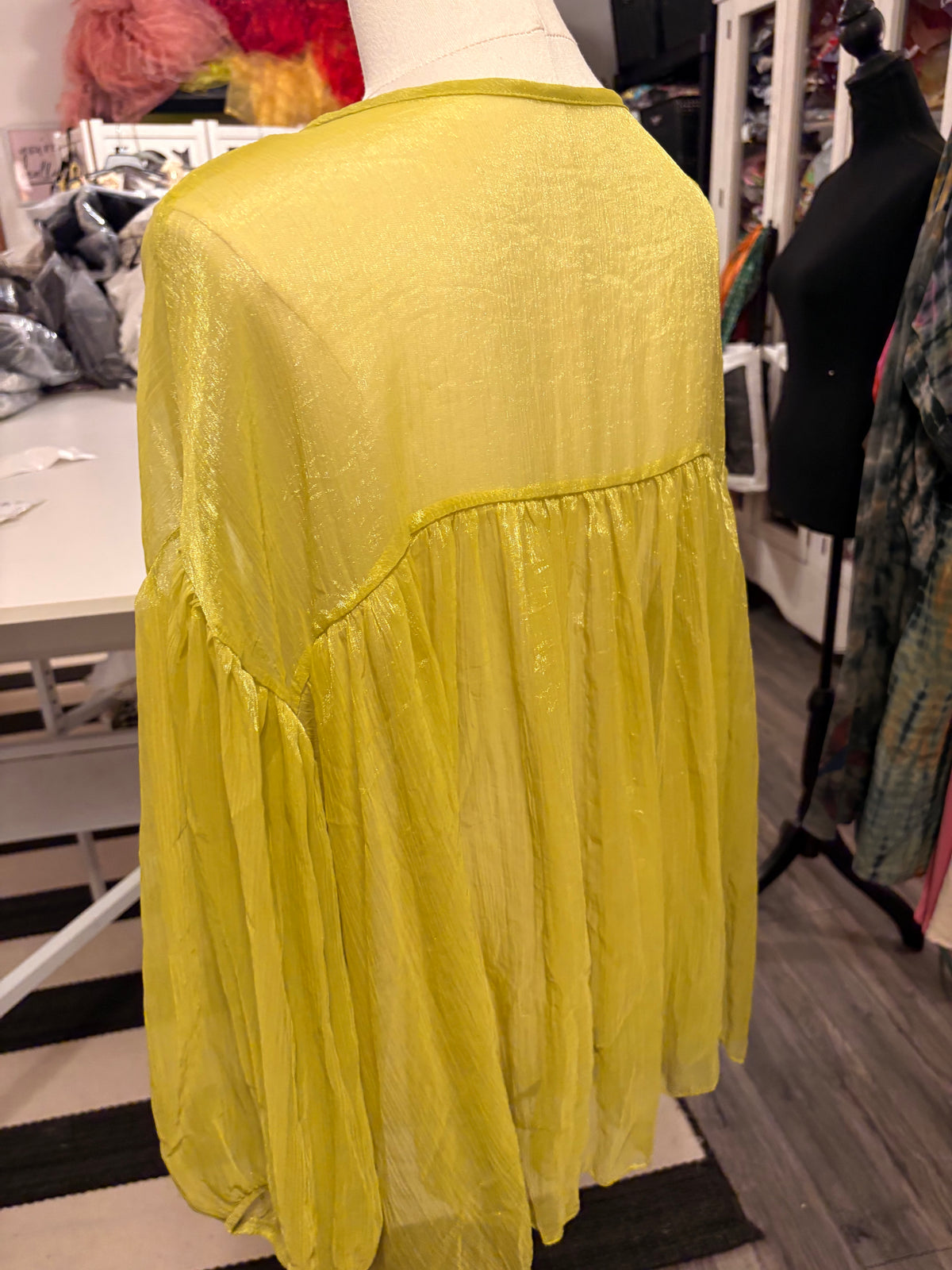 Abby Silk Ruffle Tie Top One Size Fits Small to XL 2-14