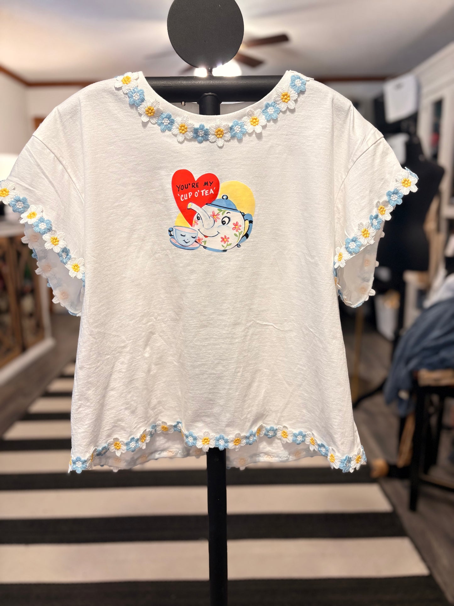 You’re My Cup of Tea “Junk” Tee One Size Fits a Small to Large Cropped Length