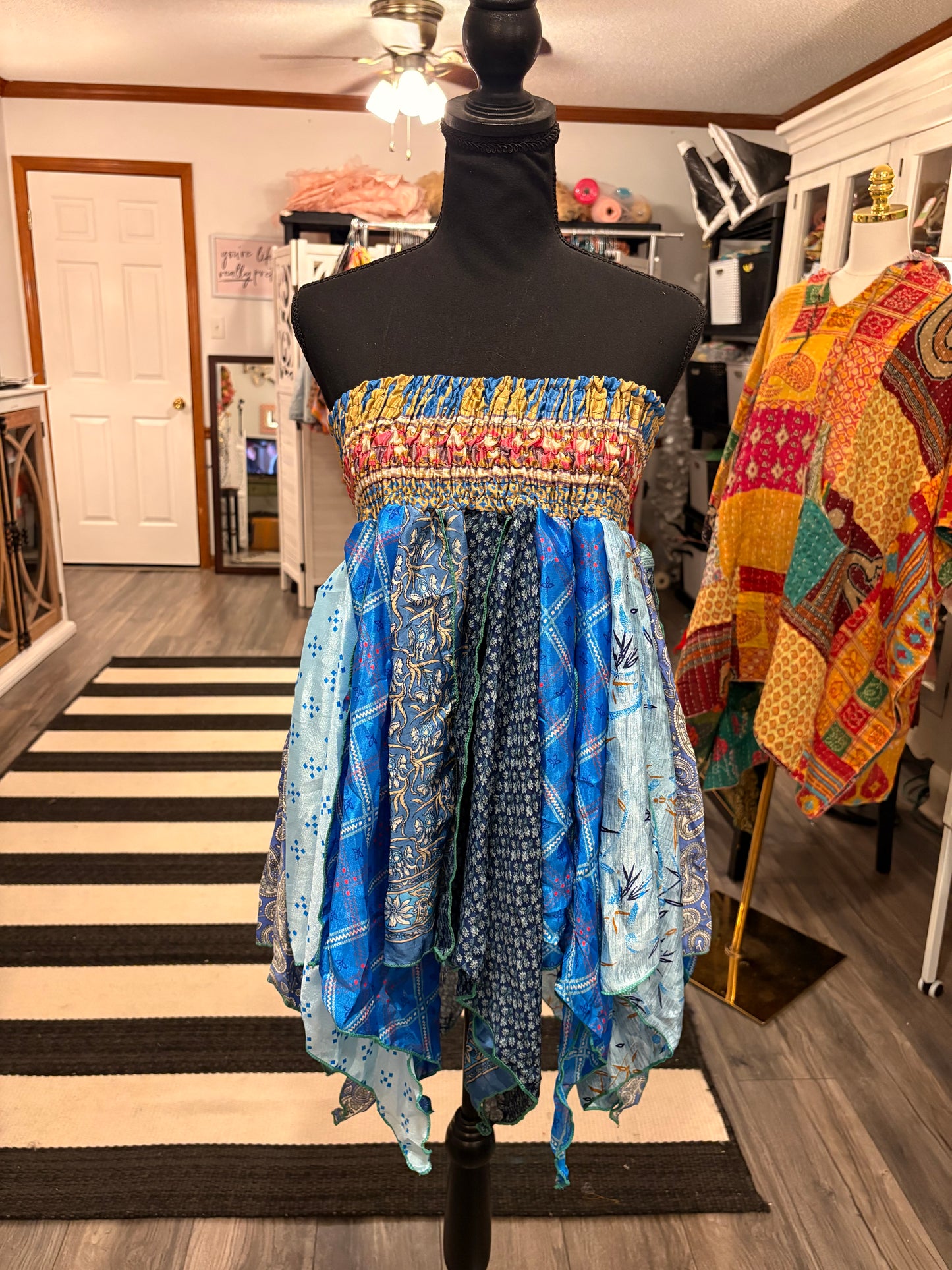 Jewel Pixie Diamond Cut Printed Asymmetric Skirt One Size Fits A Size 2-18