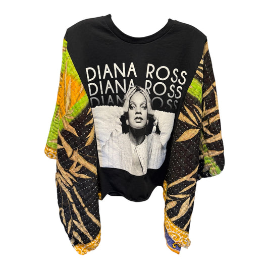 Diana Ross Upcycled Vintage Kantha Poncho Tee Fits A Small to XL