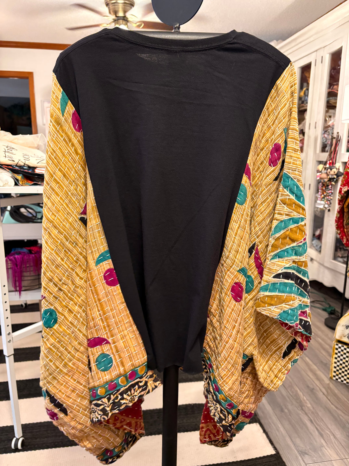Talk Dirty Upcycled Vintage Kantha Quilt Poncho One Size Fits a Small to XXL CROPPED