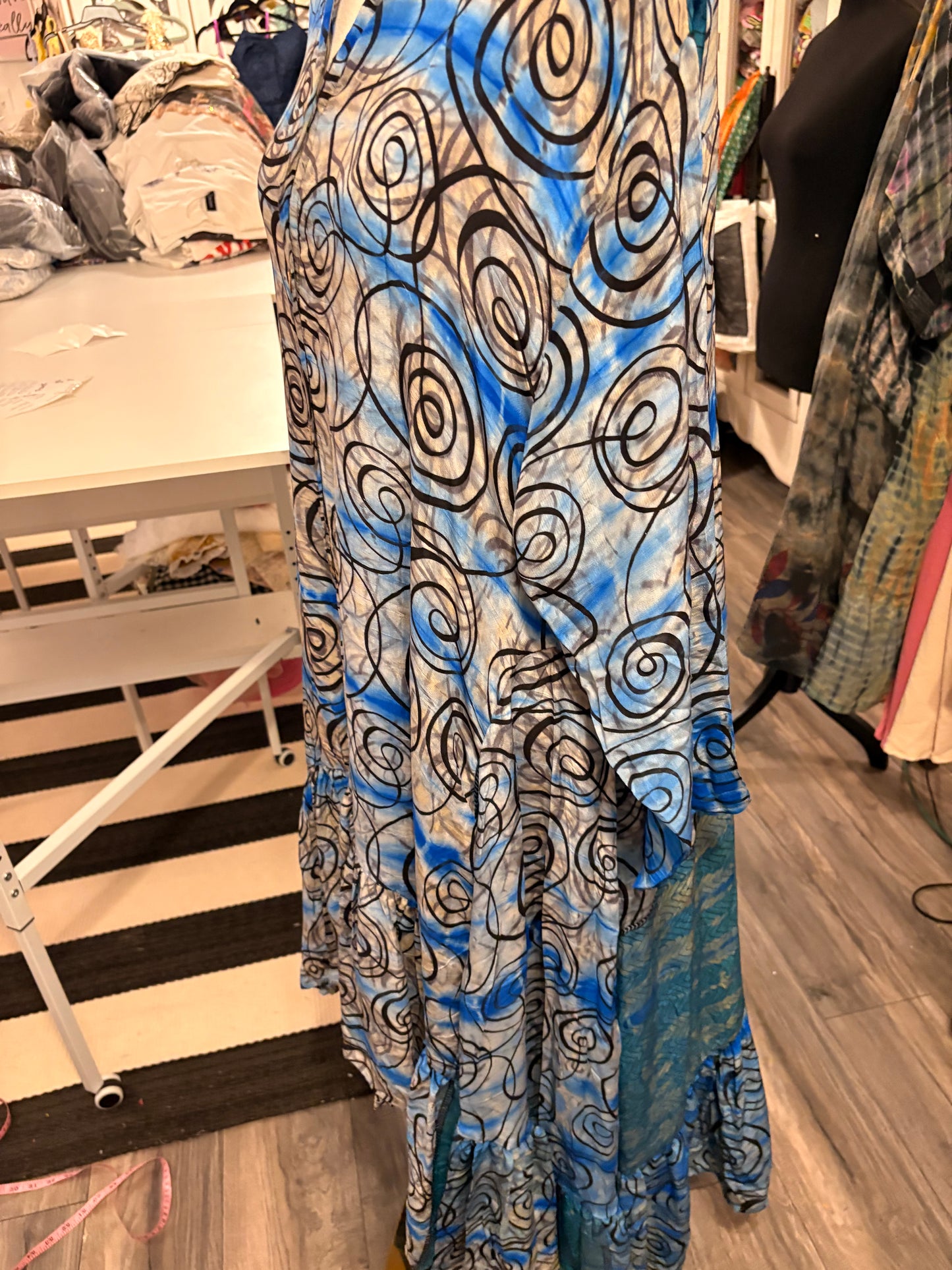 Connie Hi/Lo Silk Ruffled Duster One Size Fits Small to 2X 2-16